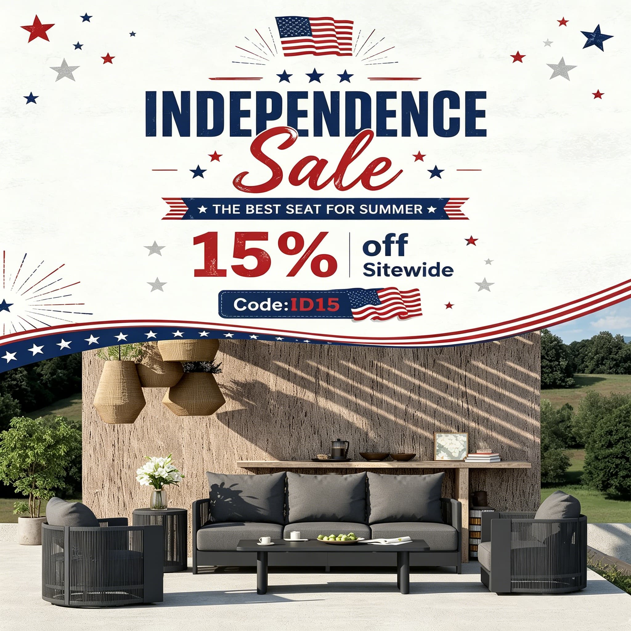 Save 15% on Modern Patio Furniture at Jardina's 2026 Independence Sale