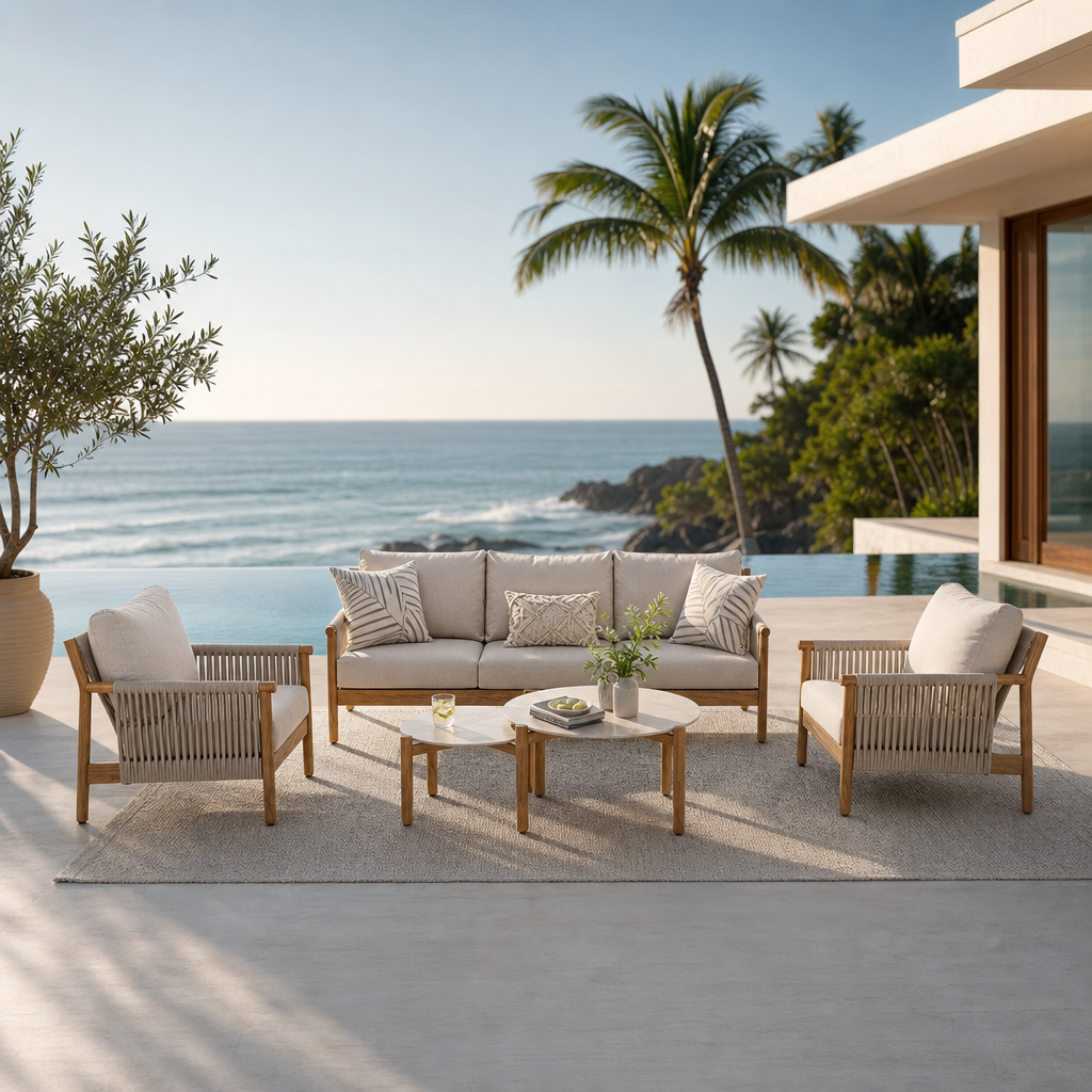 Meet Arlo: A Modern Outdoor Seating Set That Brings Warmth and Texture to Any Patio