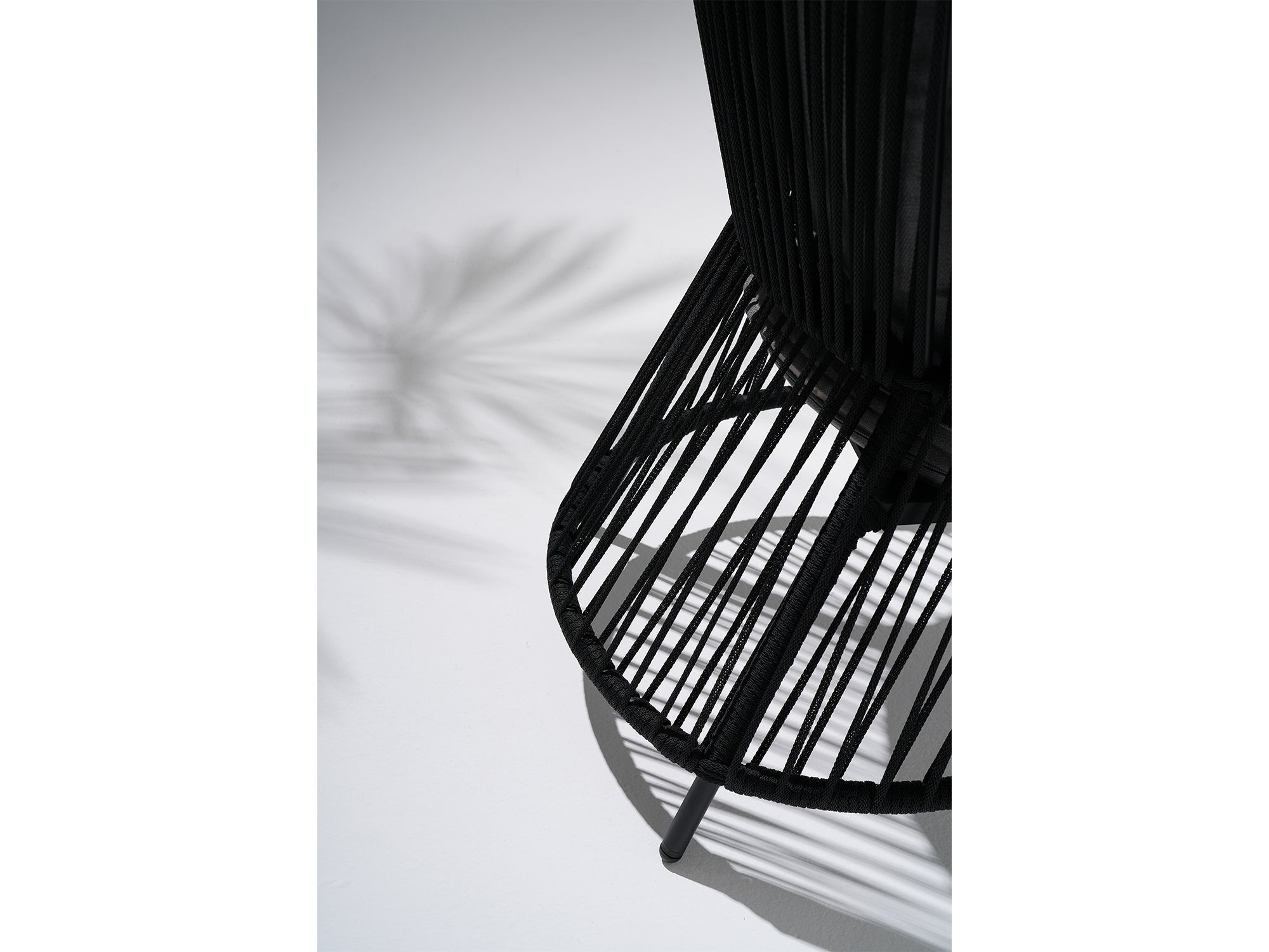 Outdoor 3-seat sofa, black aluminum frame, black rope design detail - Jardina Premium Modern Outdoor Patio Furniture