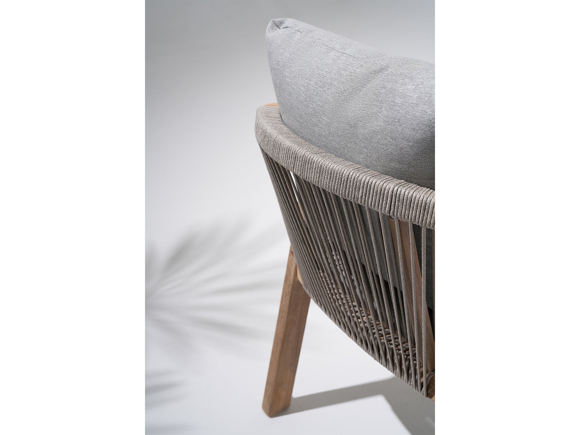 Thalea acacia Wooden Outdoor Dining chair backrest rope detail