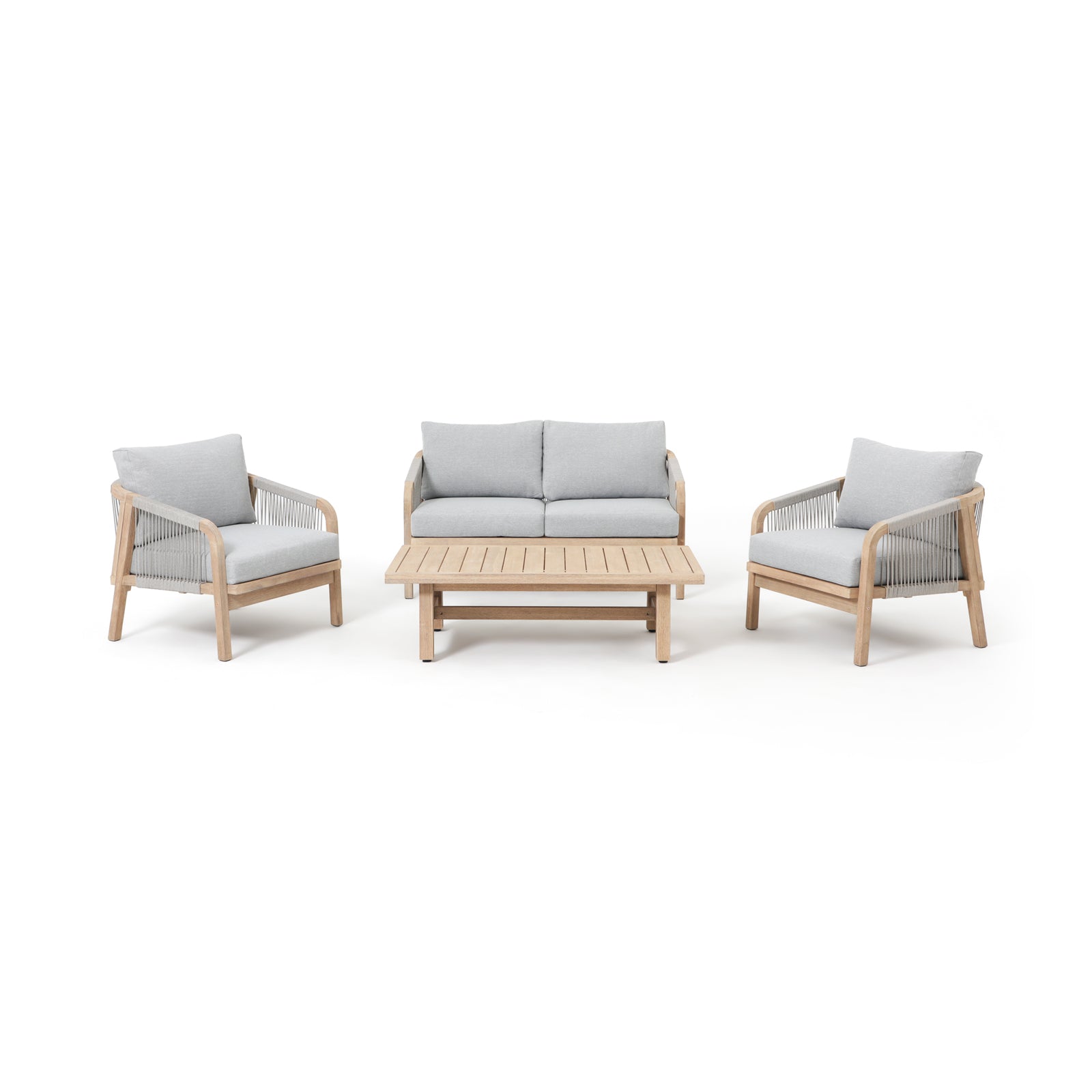 Thalea 4-Piece Wooden Outdoor Loveseat Set for 4 People