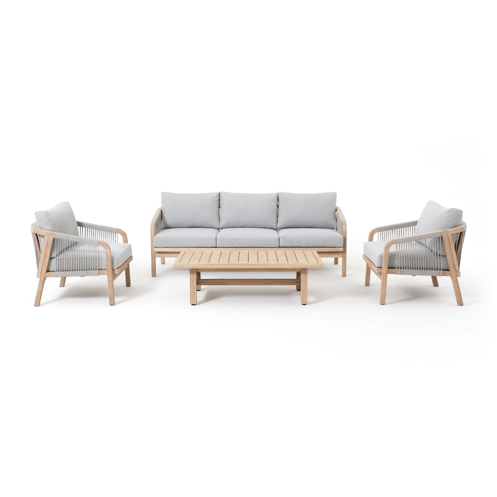 Thalea Textured 5-Seater Wooden Outdoor Conversation Sofa Set
