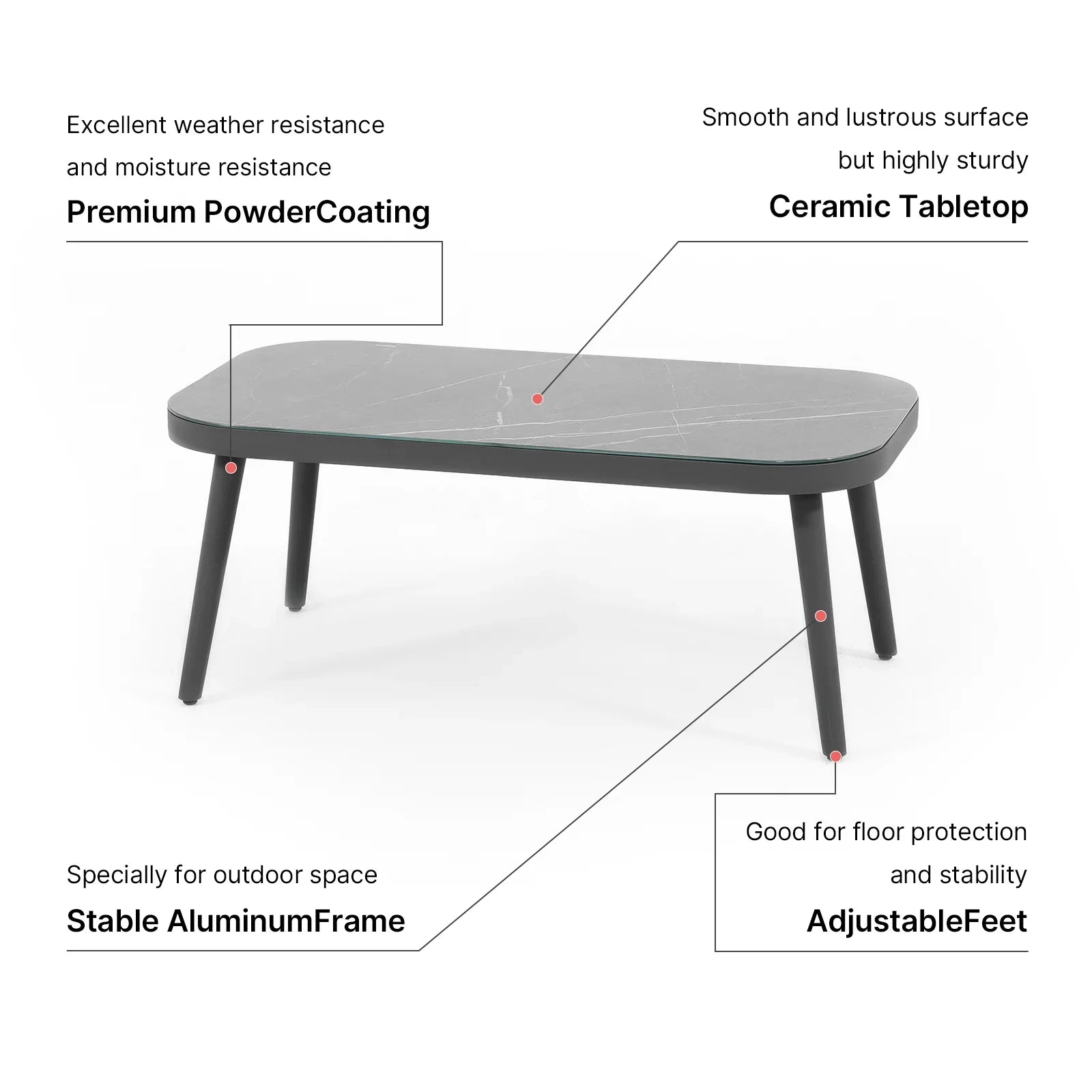 Comino Aluminum Outdoor Loveseat Set with Coffee Table