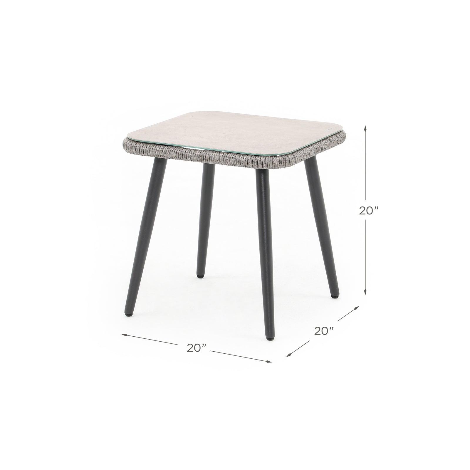 Hallerbos natural outdoor coffee table with steel frame #Color_grey