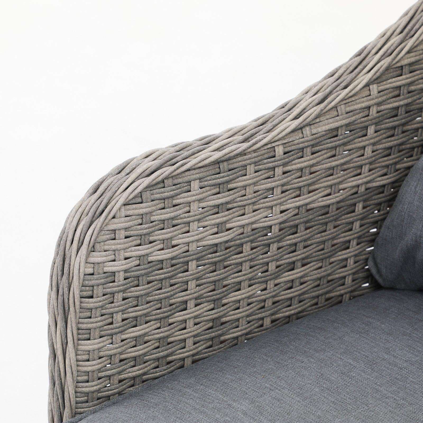 Irati 5-Piece grey wicker outdoor seating set, rattan design armrest Jardina Furniture