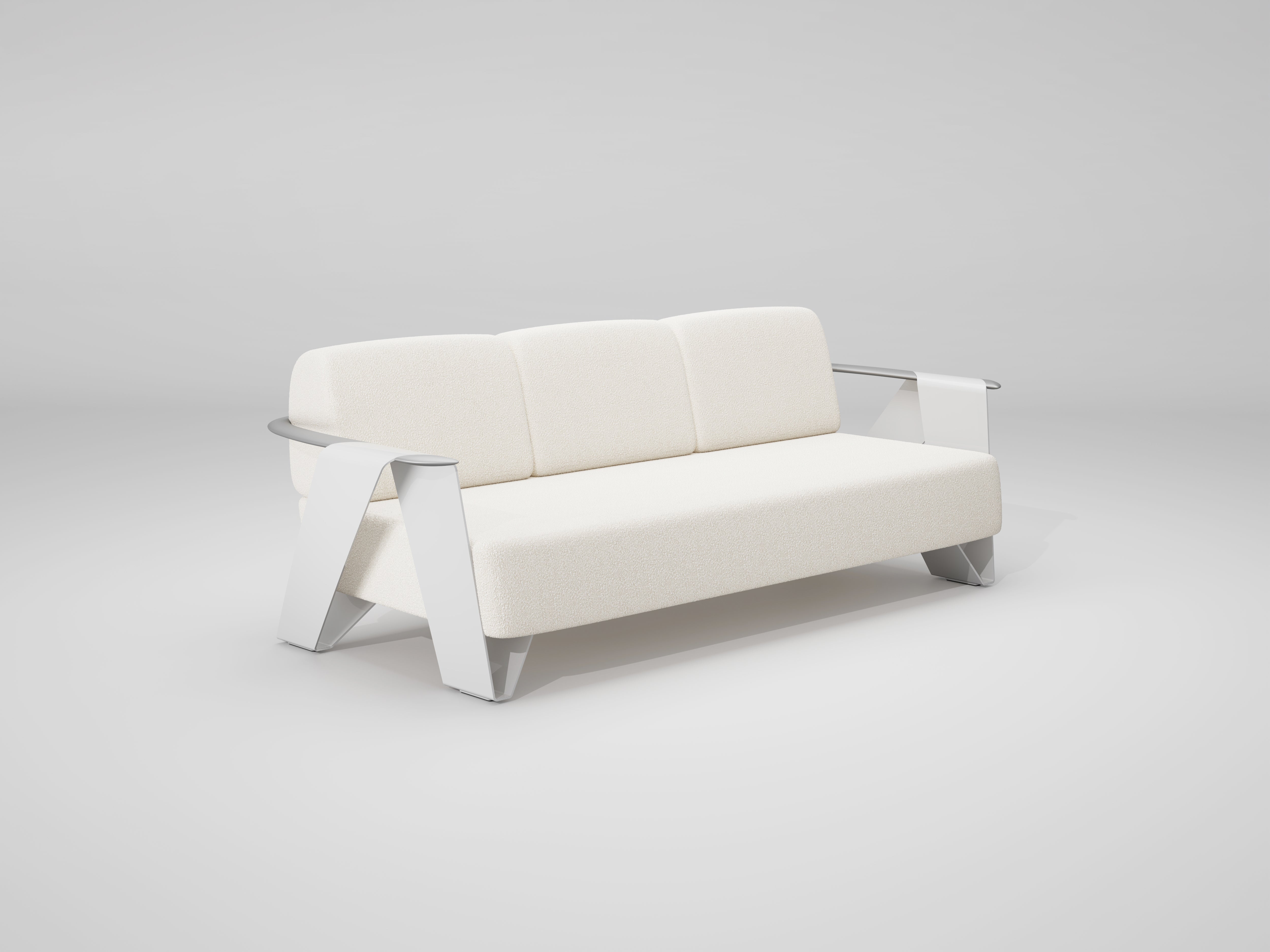 white 3-seat outdoor sofa, white aluminum frame and white cushions - Jardina Premium Modern Outdoor Patio Furniture