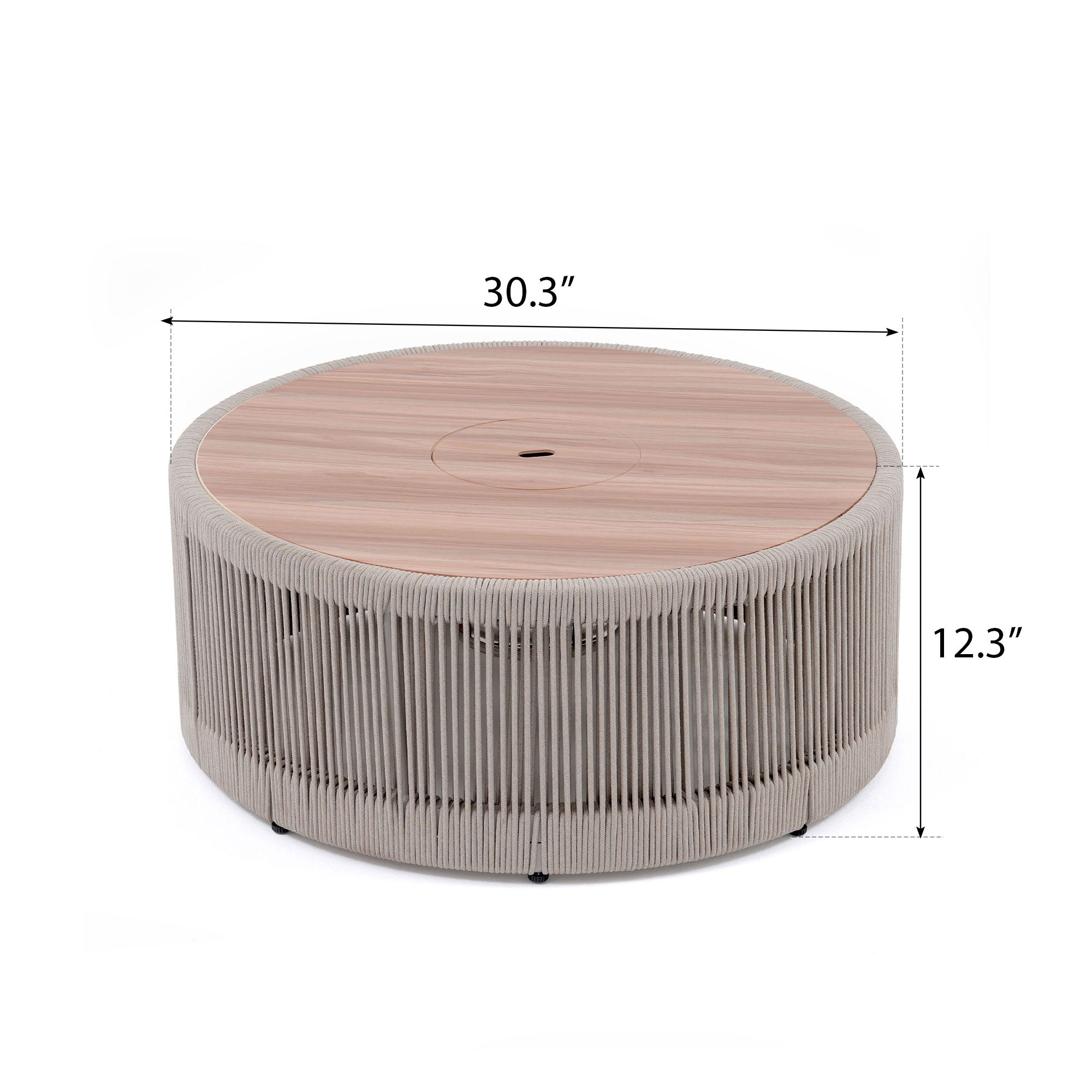 Irati Outdoor Coffee Table, Rope & Aluminum Design, Modern Patio Table