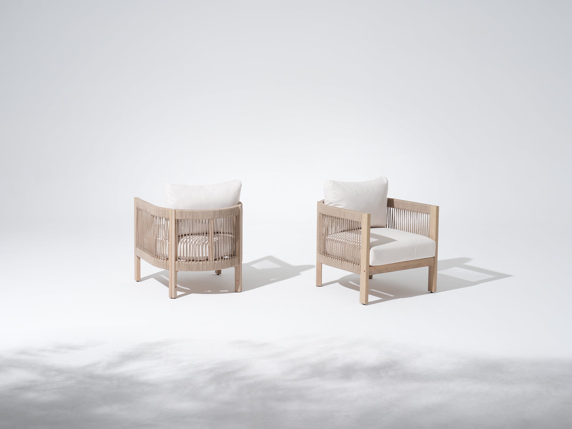 Foristern Wooden Outdoor Single Club Chairs with Rope Design, Set of 2