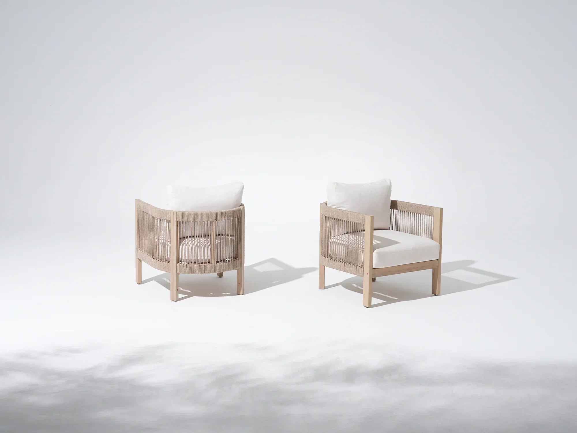 Foristern acacia Wooden Outdoor Single Club Chairs with Rope Design, Set of 2