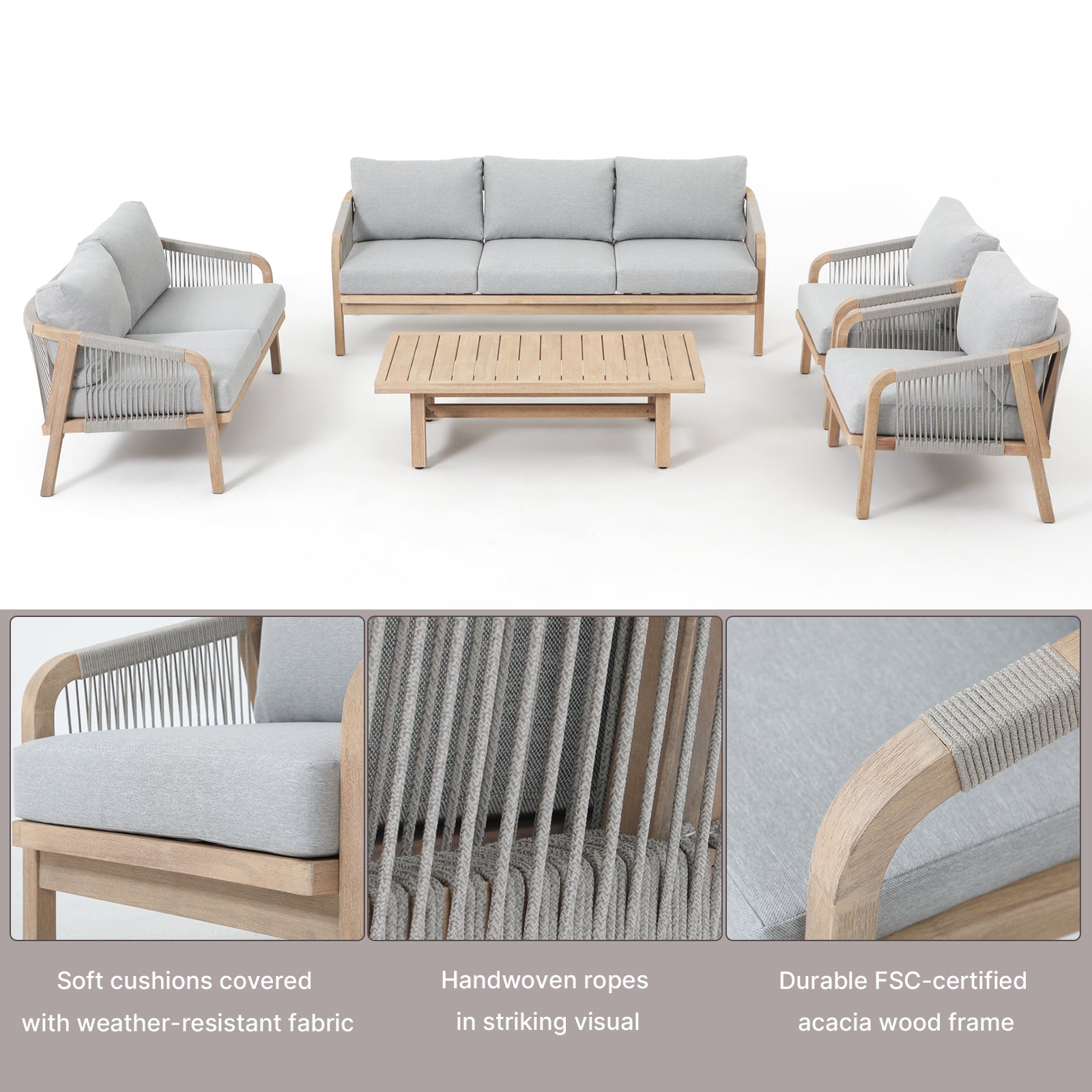 Wooden Outdoor conversation set some details - Jardina Premium Modern Outdoor Patio Furniture