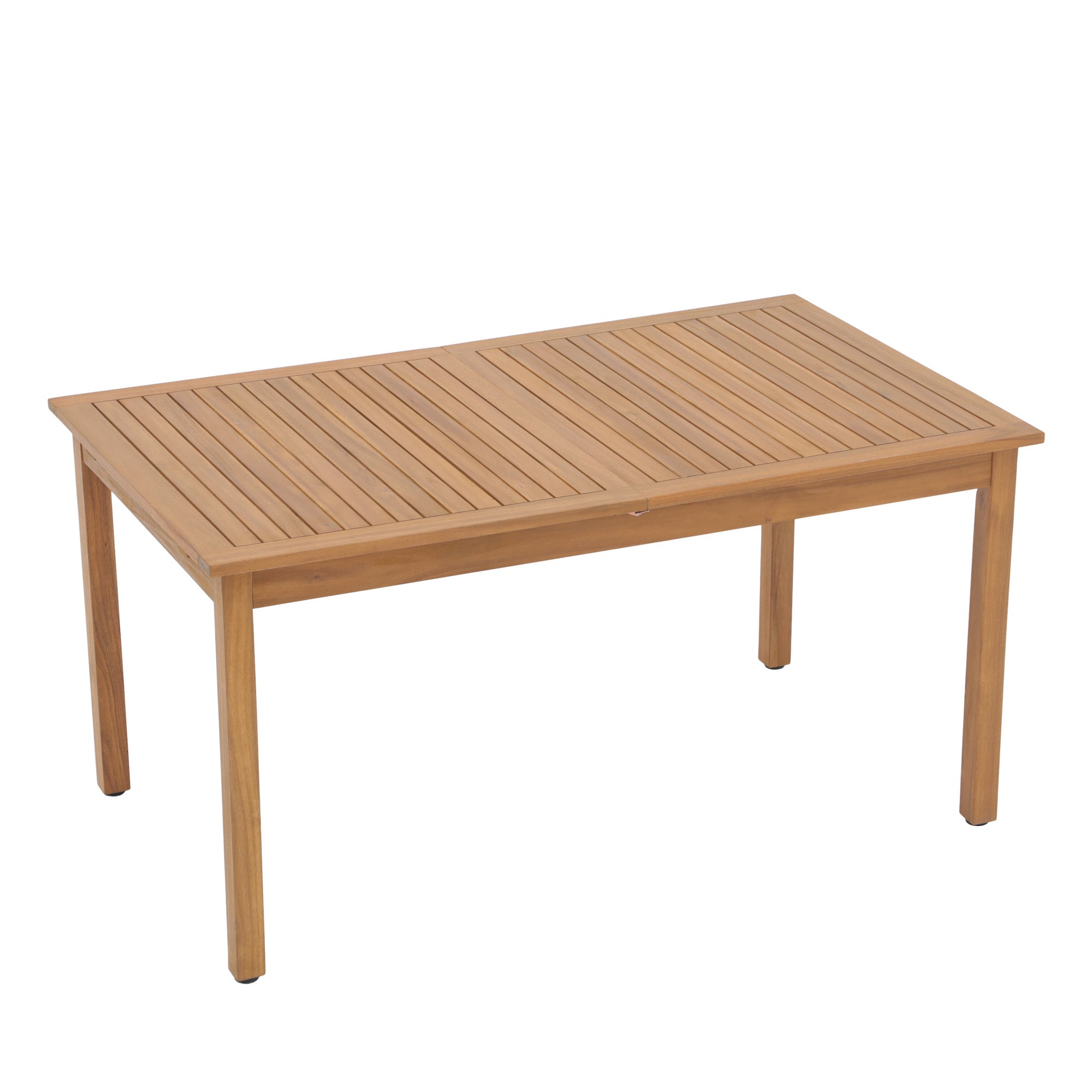 Menorca Wicker Patio Dining Set for 6, with Wood Extendable Table, 59'' to 79''