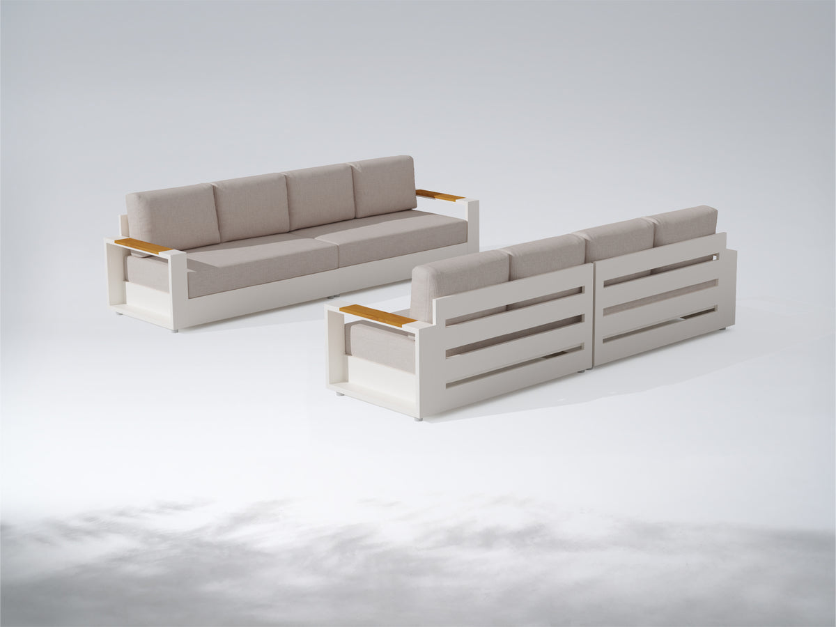 Addison Aluminum Outdoor Modular Sectional Sofa, L‑Shaped & U‑Shaped Multiple Layouts, Oyster White