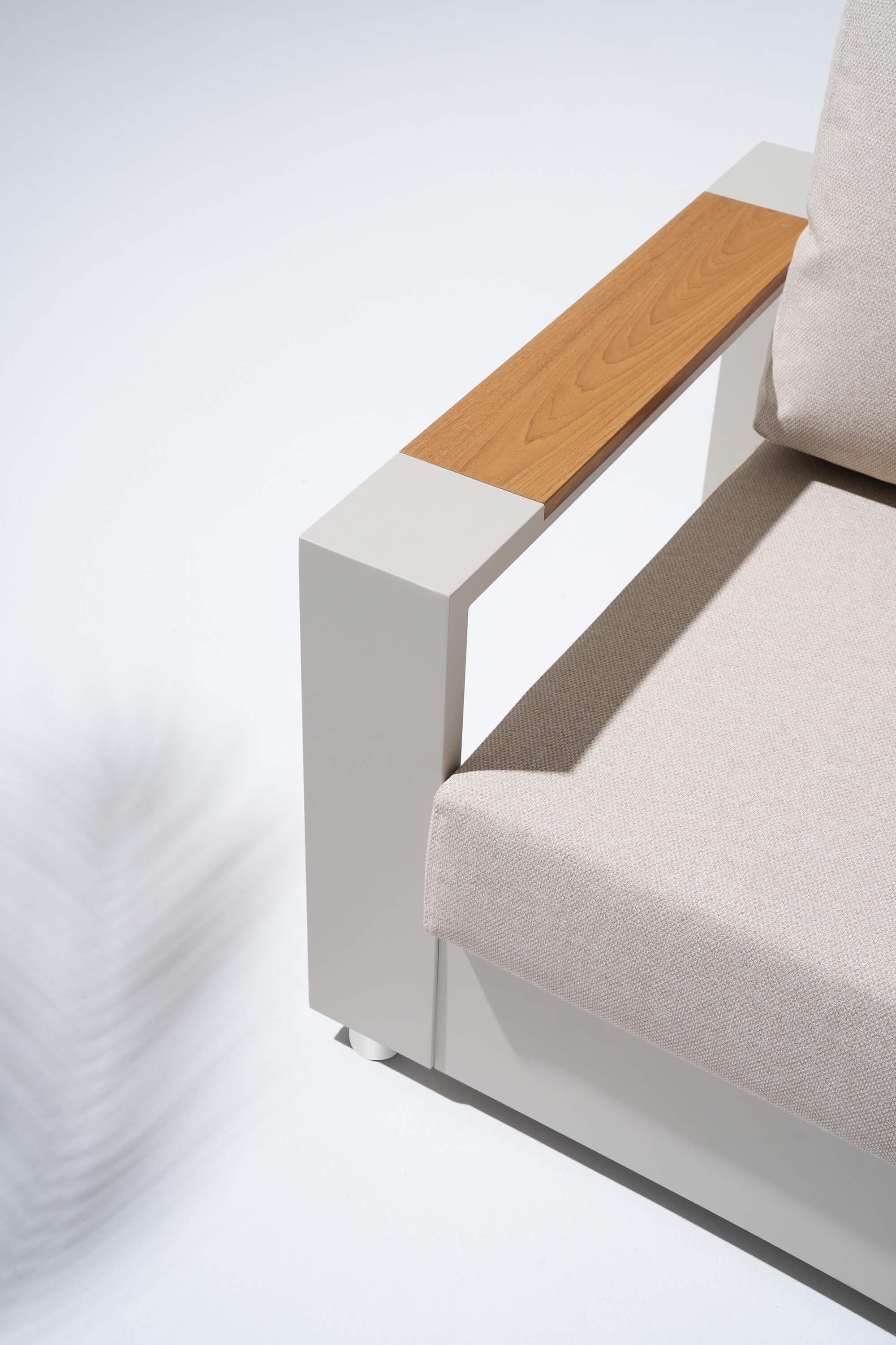 Addison Aluminum Outdoor Lounge Chair with Linen Olefin Cushions, Set of 2