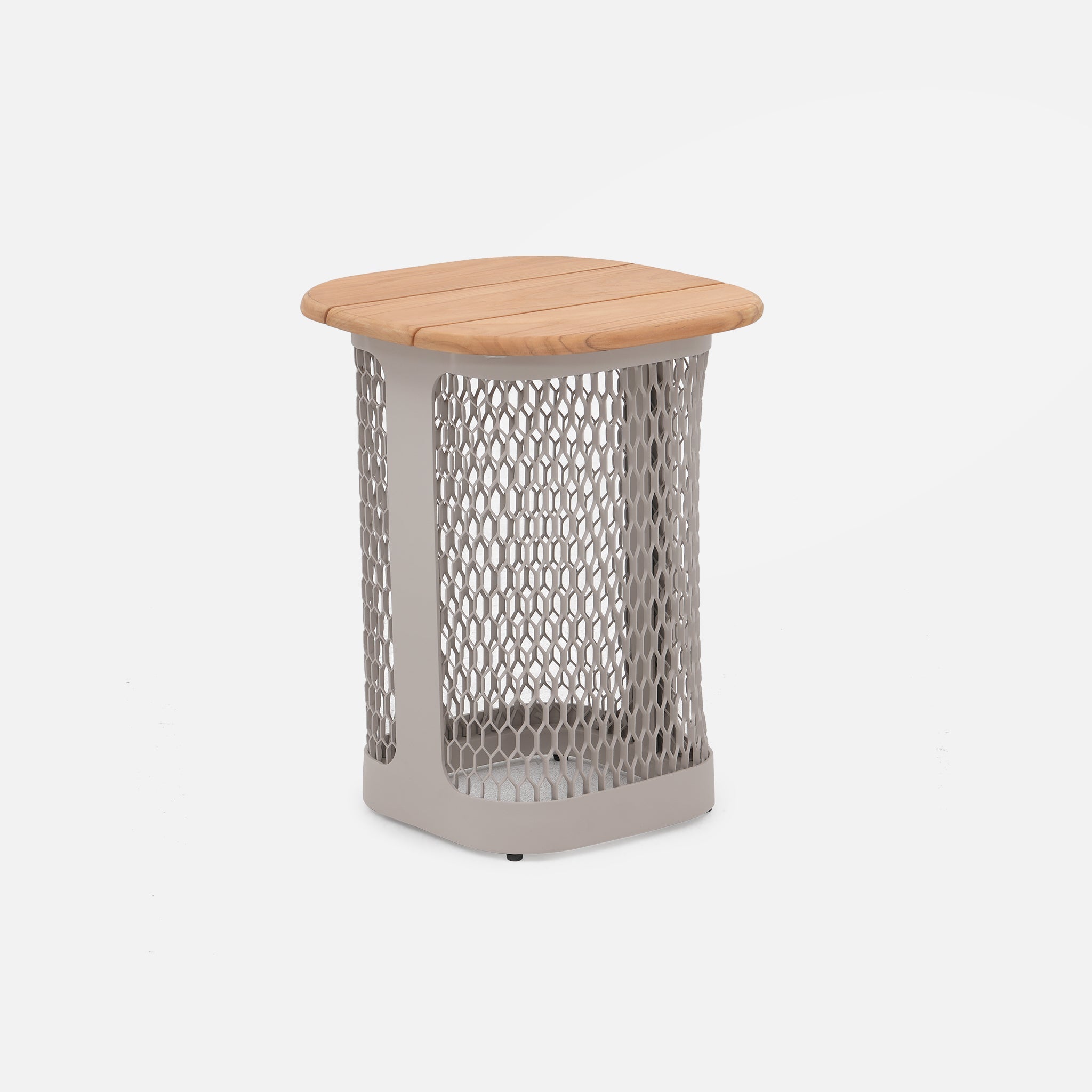 Autour Square Outdoor Small Side Table , Teak tabletop, aluminum frame - Jardina Premium Modern Outdoor Patio Furniture