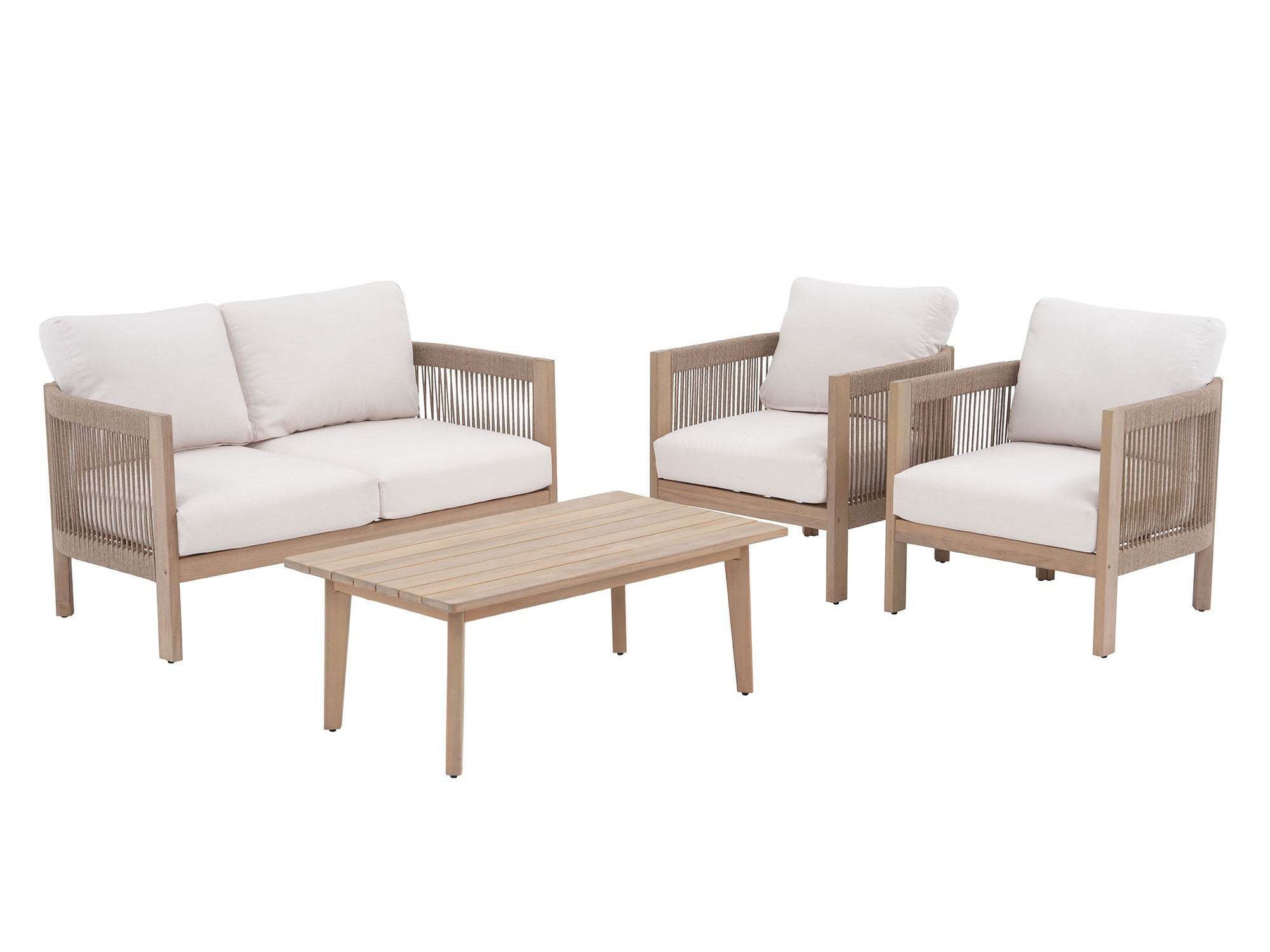 4pcs acacia wood outdoor furniture lounge set with cushions- Jardina’s Modern Premium Outdoor Furniture#Style_4-pc with Loveseat
