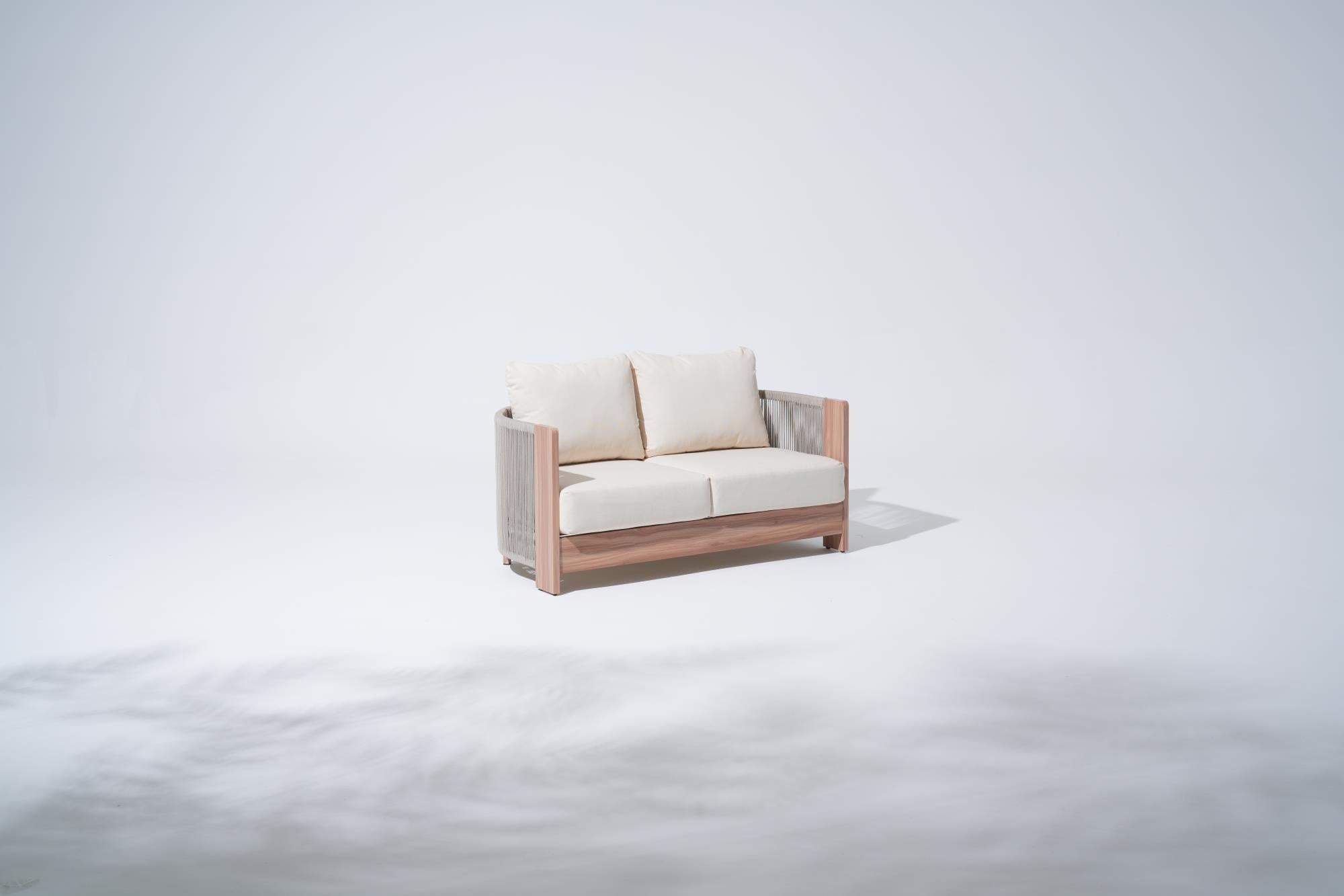 Outdoor Loveseat, Rope Woven Design, Aluminum Frame, Thick Comfort Cushions