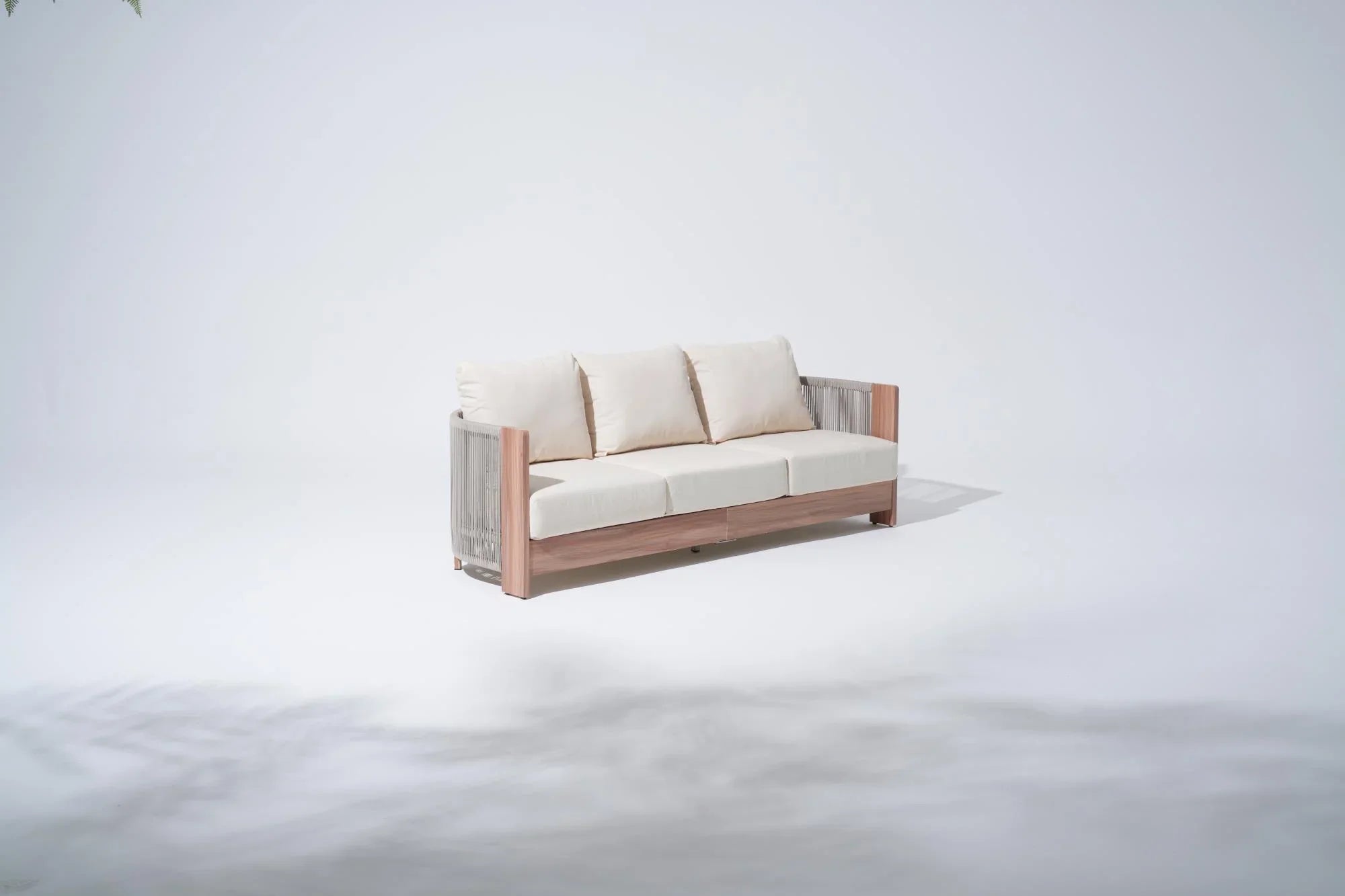 Outdoor 3-Seater Sofa, Modern Rope Design, Aluminum Frame, Thick Water-Resistant Cushions