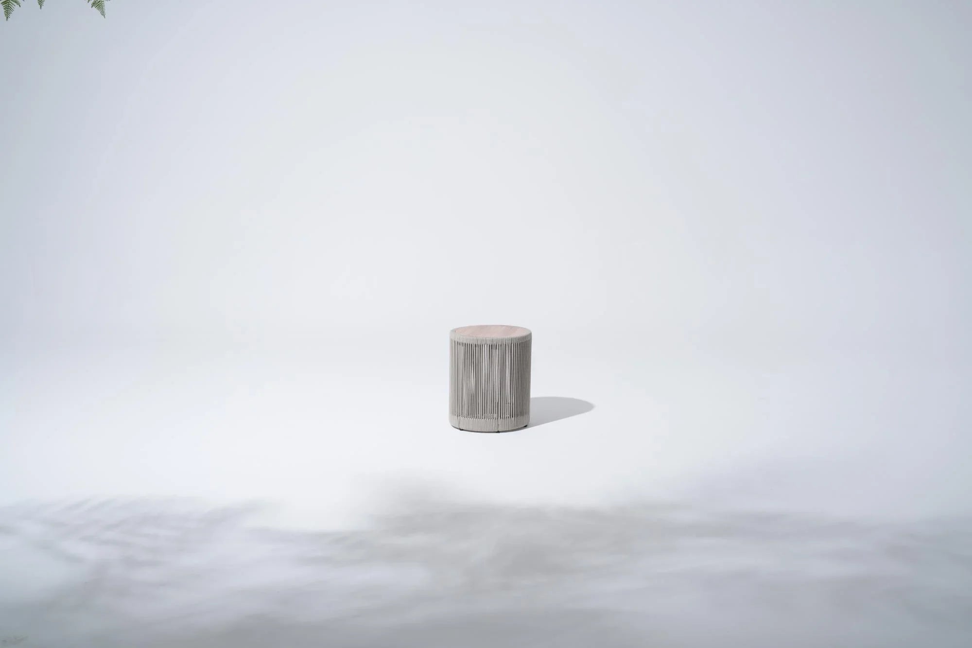 Outdoor Side Table, Rope Design, Aluminum Frame, Weather-Resistant Patio End Table