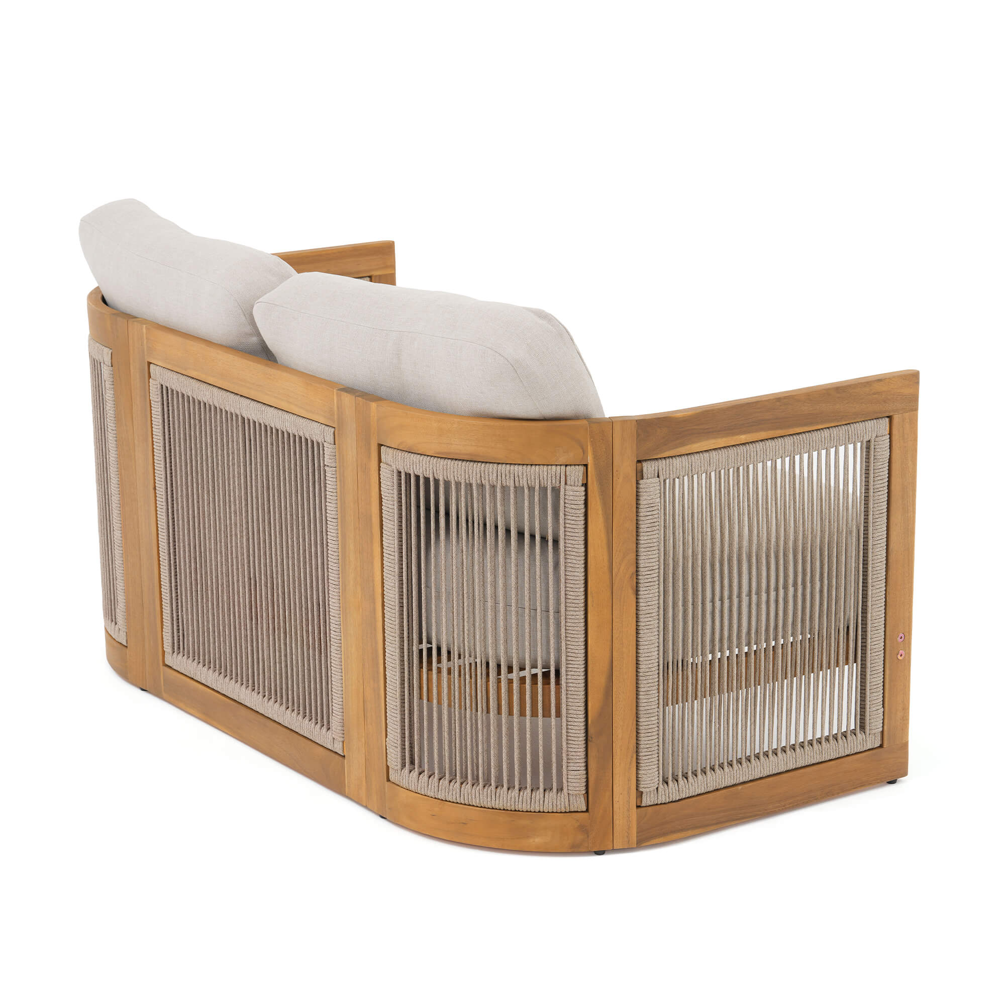 Mori Wooden and rope sofa backrest detail- Jardina Modern Premium Patio Outdoor Furniture