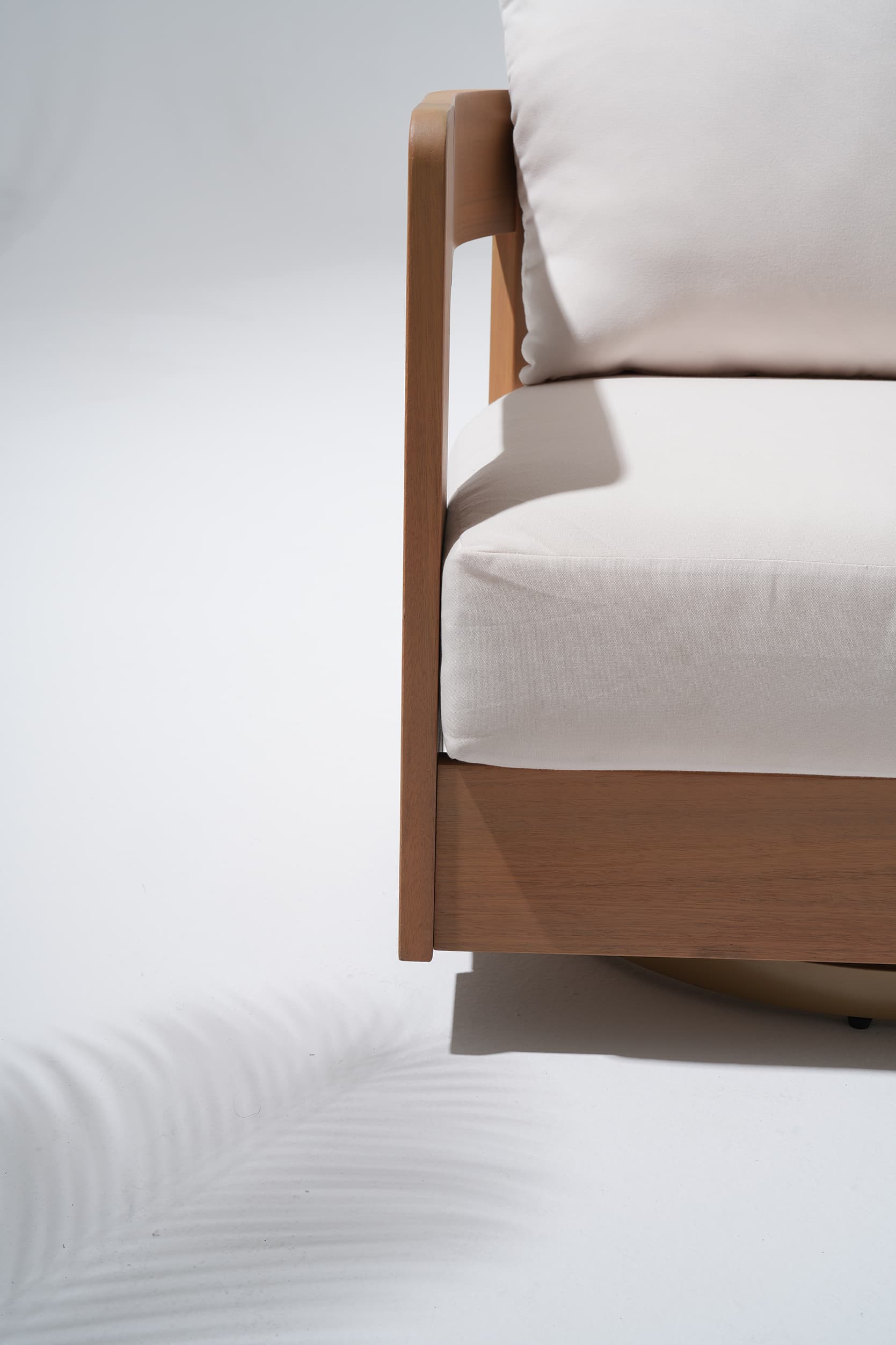 swivel chair armrest and wooden frame detail #Color_White