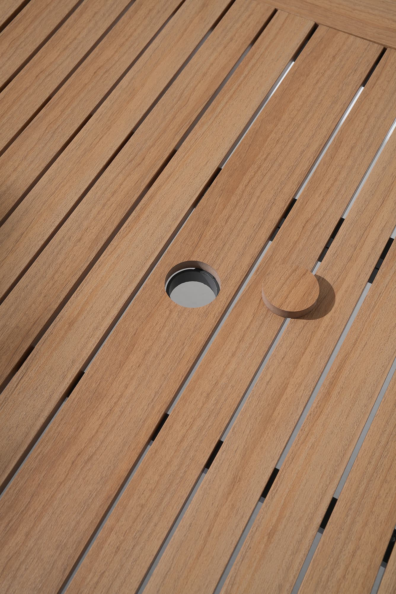 Addison Aluminum Outdoor Dining Table with Umbrella Hole for 6-8 People, Dark Grey, 97''