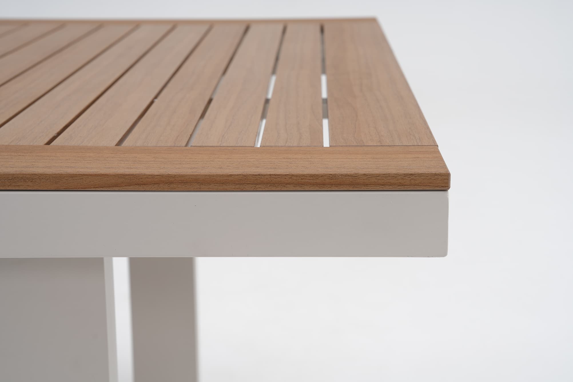 Addison Aluminum Outdoor Dining Table with Umbrella Hole for 6-8 People, Light Beige, 97''