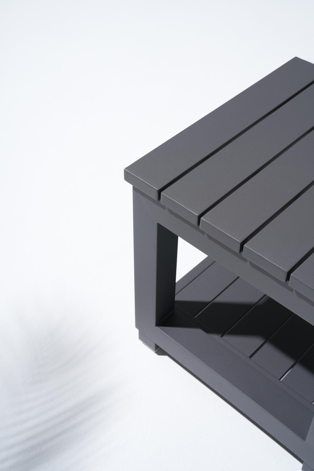 Gray aluminum side table