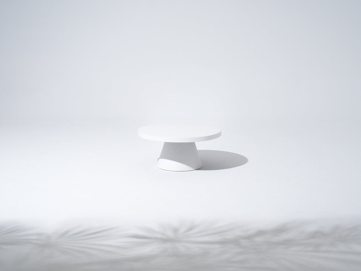 Matera Outdoor Concrete Coffee Table, Textured Travertine finish & Smooth Pure White