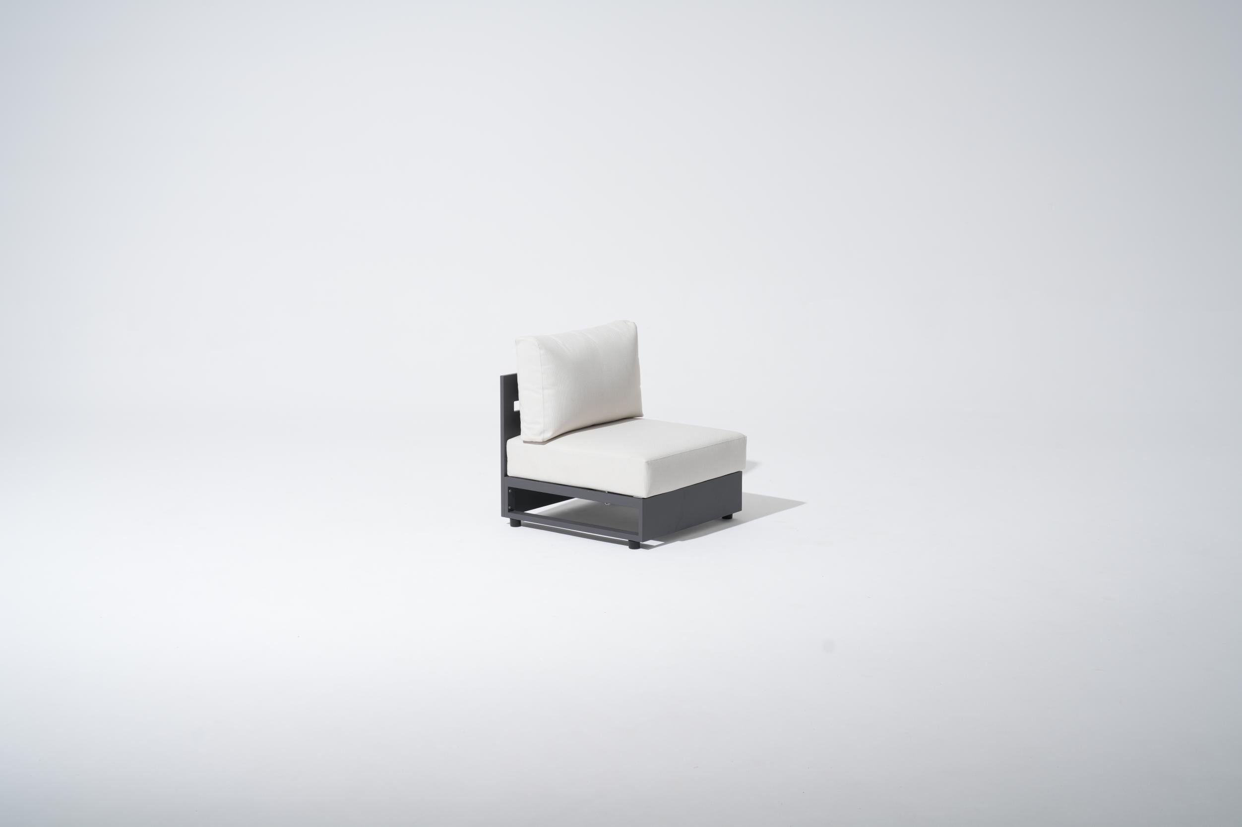 Addison Modern Aluminum Armless Chair with Cushions, Dark Grey
