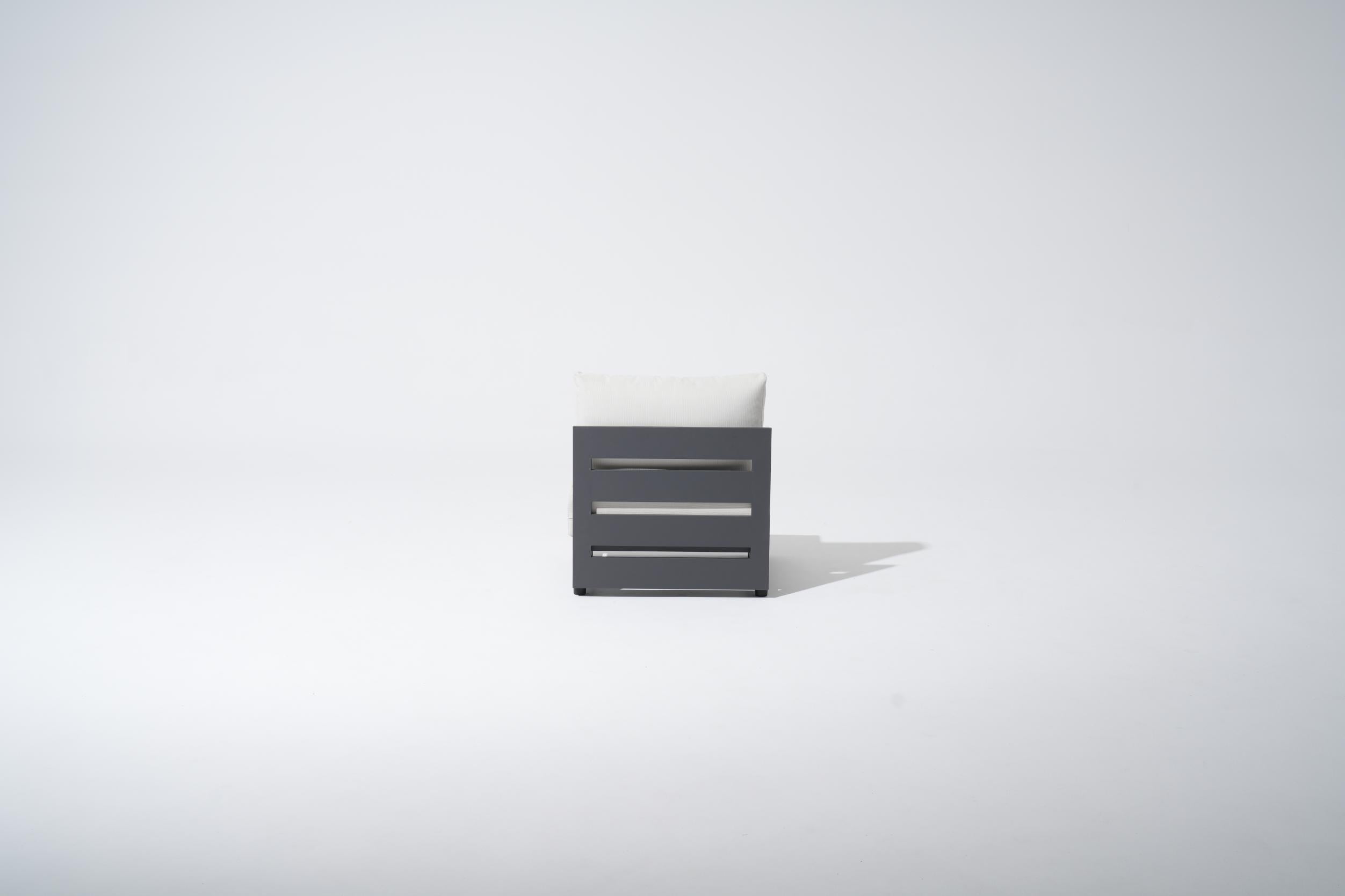 Addison Modern Aluminum Armless Chair with Cushions, Dark Grey