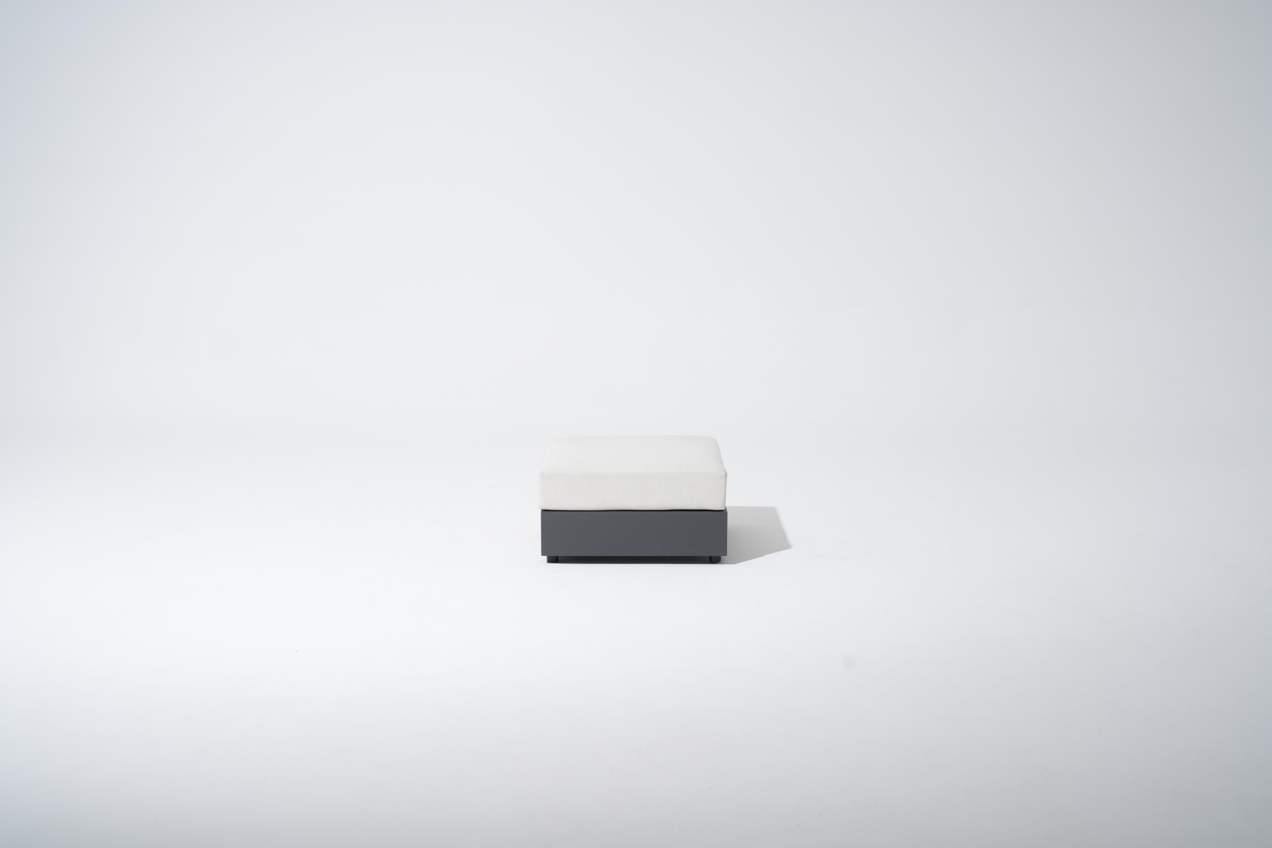 Addison Modern Aluminum Ottoman with Cushions, Dark Grey