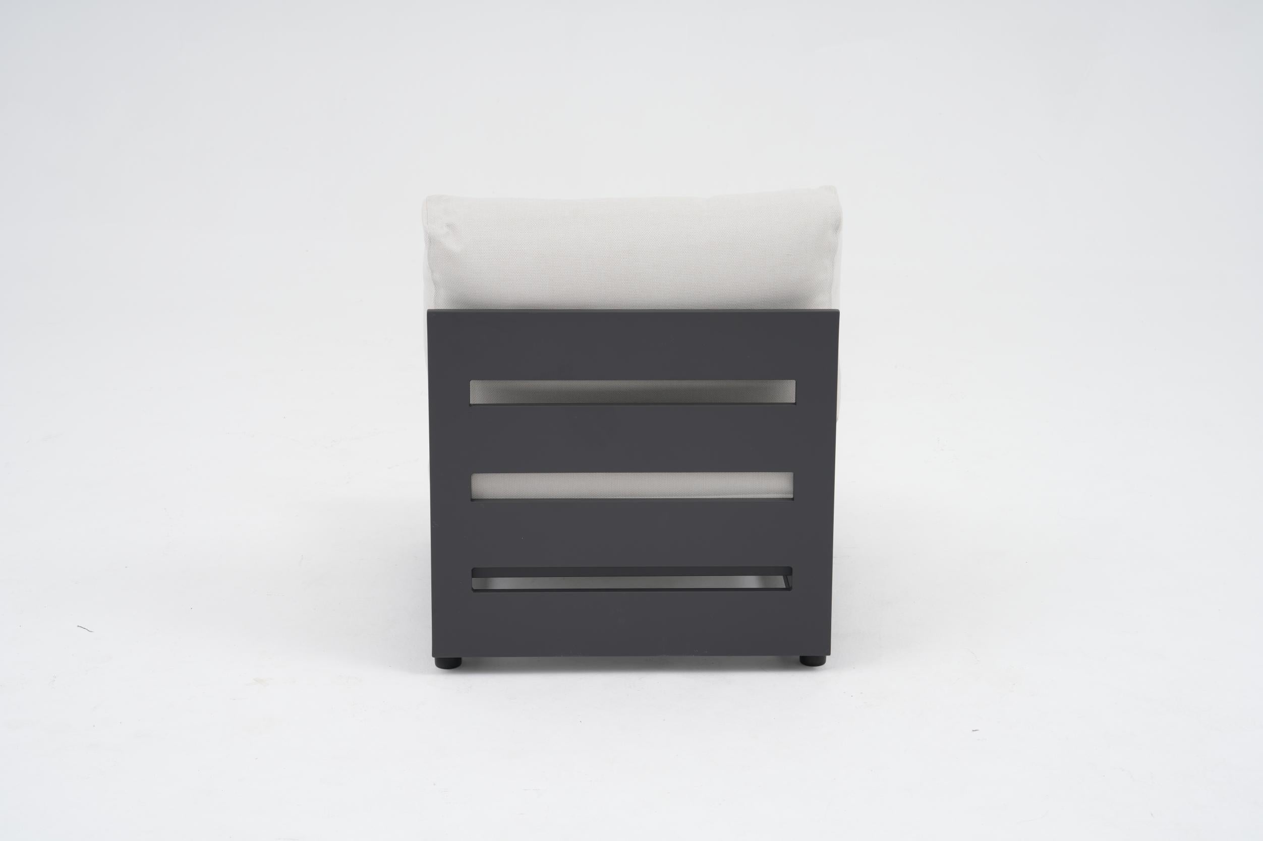 Addison Modern Aluminum Armless Chair with Cushions, Dark Grey