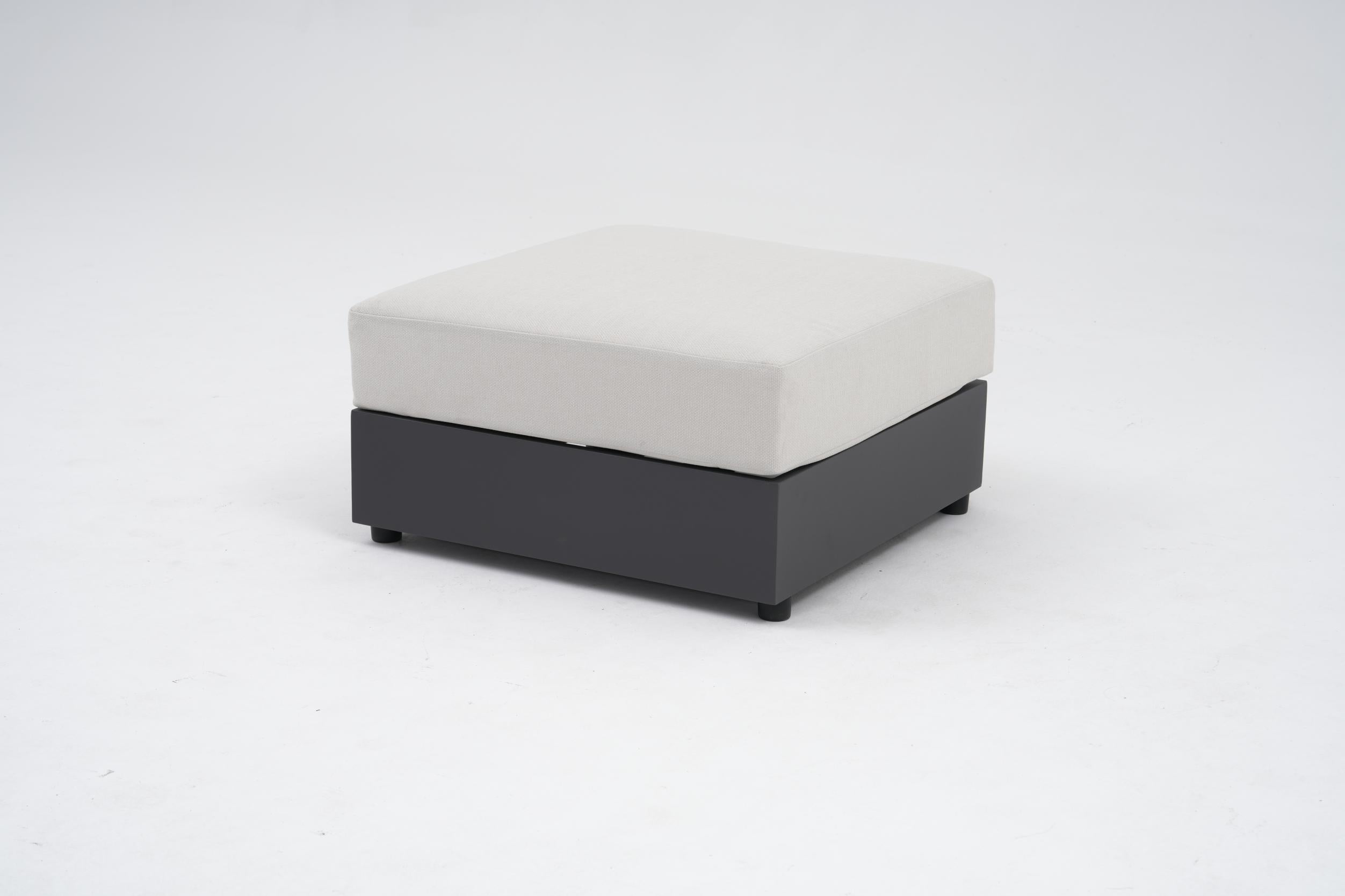 Addison Modern Aluminum Ottoman with Cushions, Dark Grey