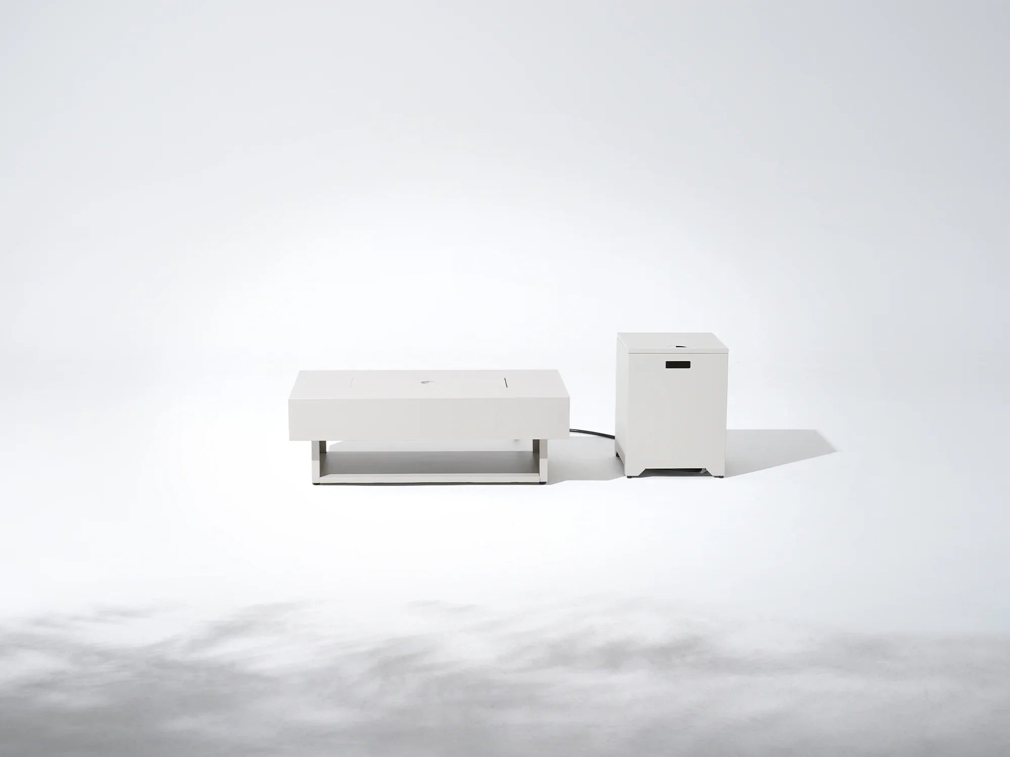 rectangular fire pit with tank holder, beige