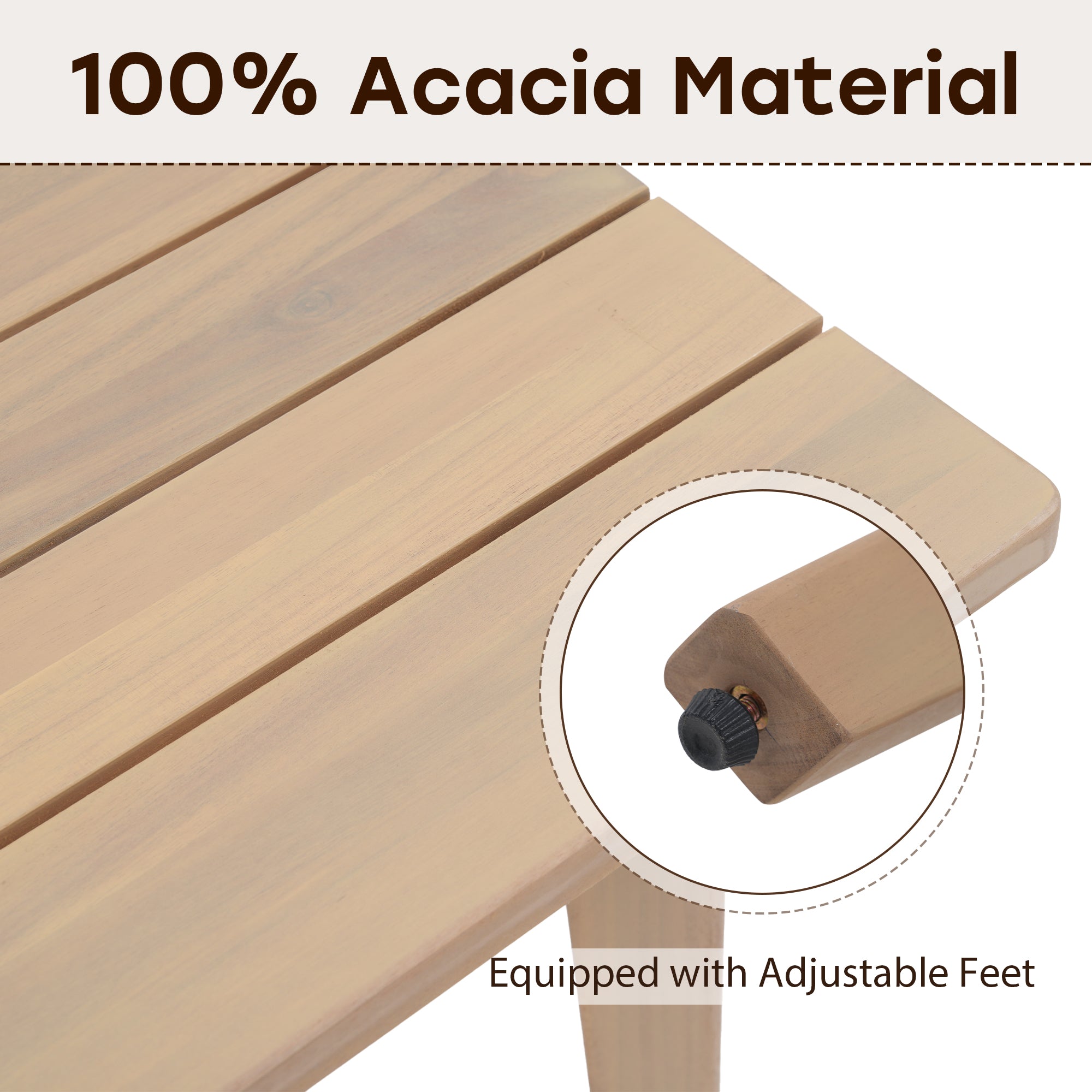 Foristern Wooden Outdoor furniture Set, adjustable feet detail - Jardina Modern Outdoor Furniture