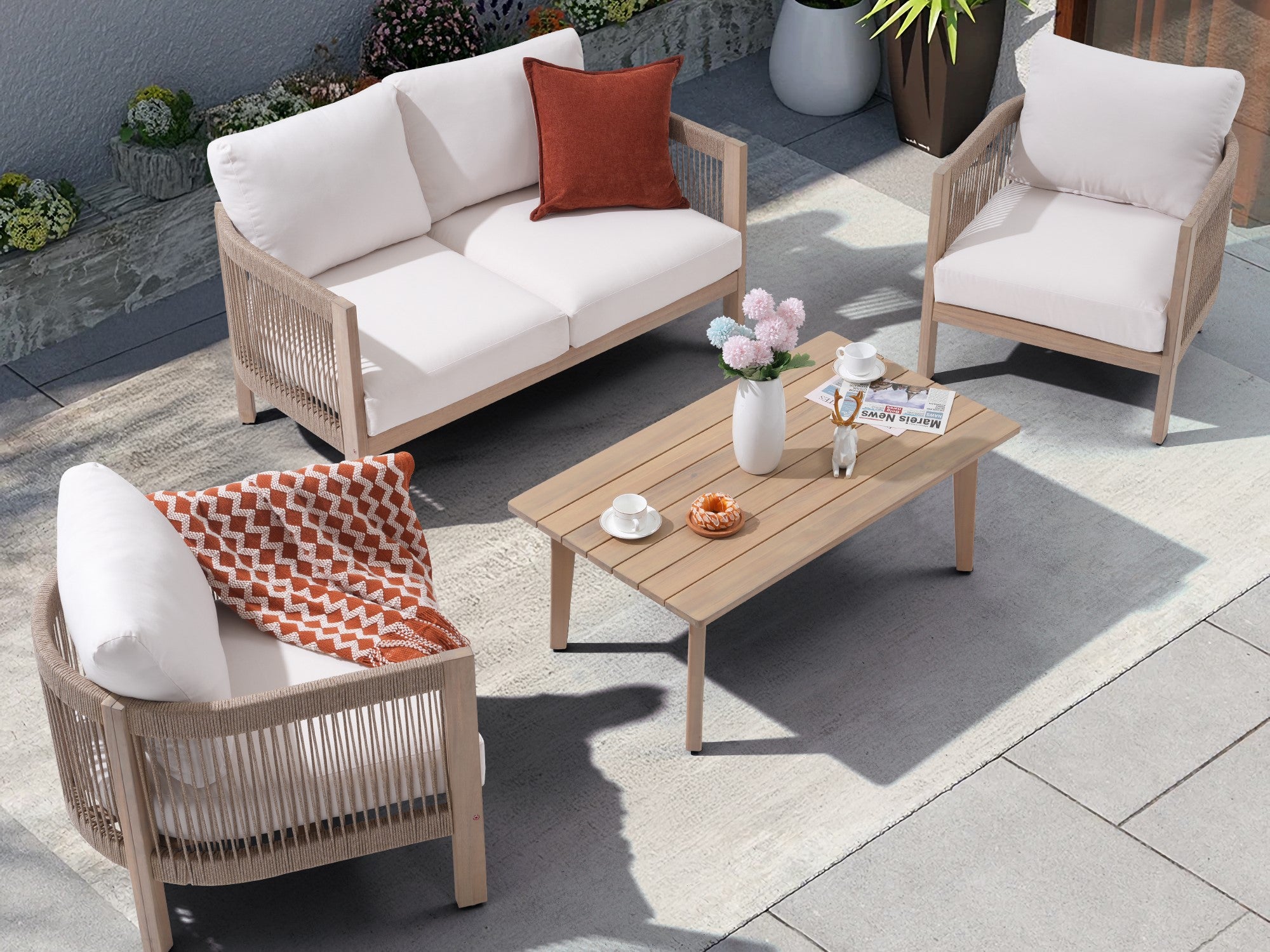 4pcs outdoor loveseat sofa set eith cushions- Jardina’s Modern Premium Outdoor Furniture
#Style_4-pc with Loveseat