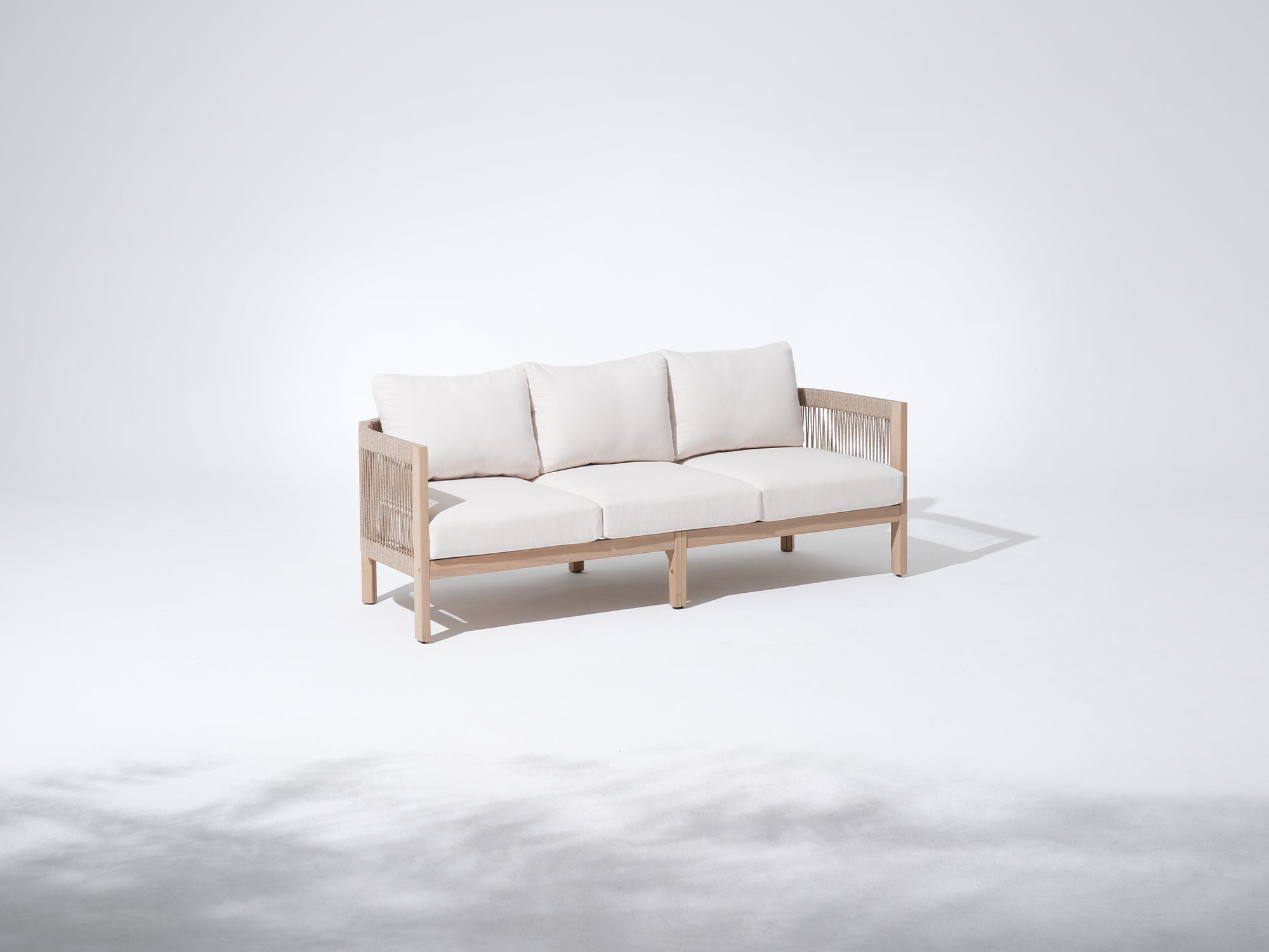Foristern Wood and Rope Outdoor Conversation Furniture Set with Coffee Table