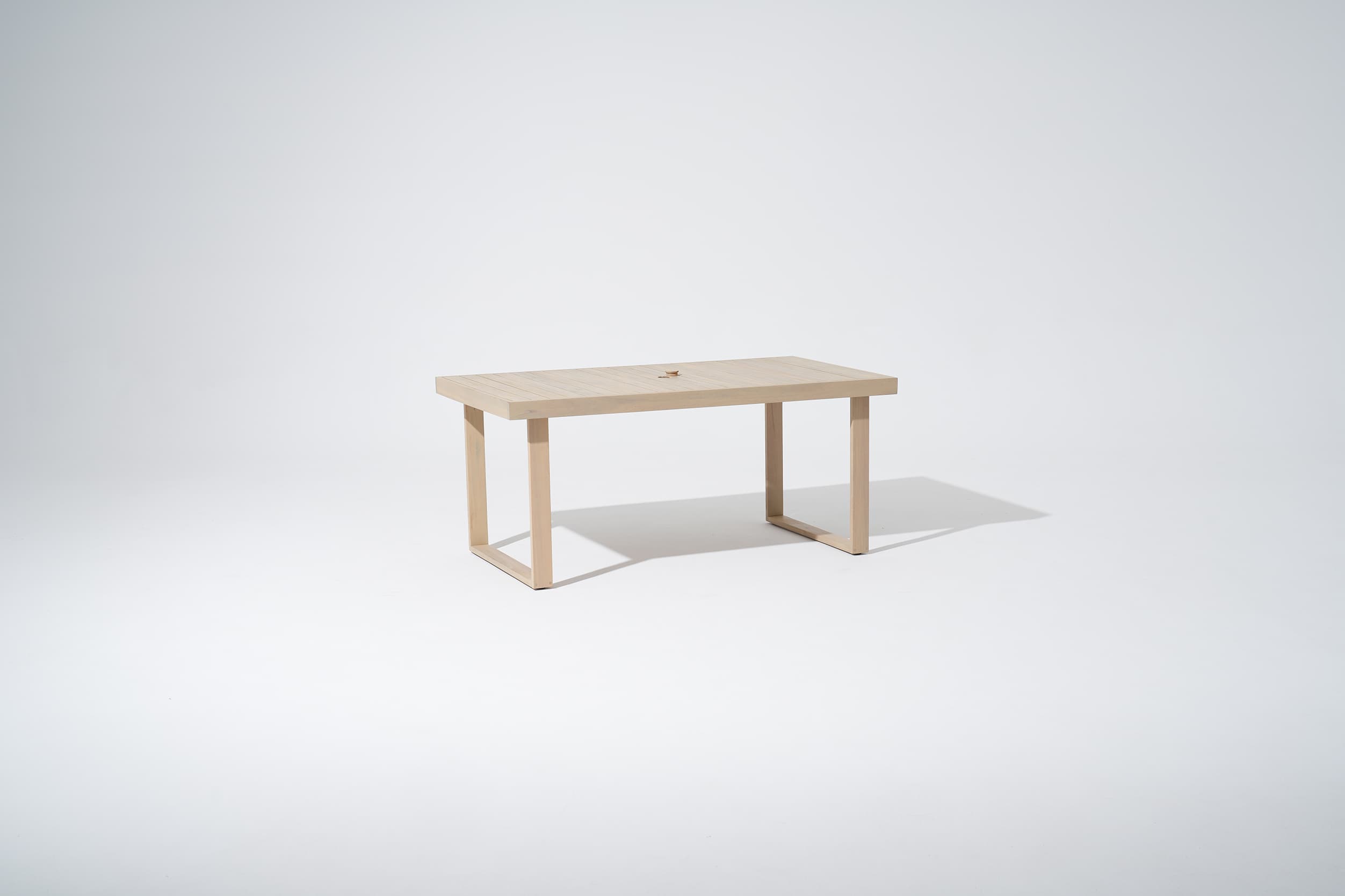 acacia wooden patio dining table with umbrella hole for 6 people