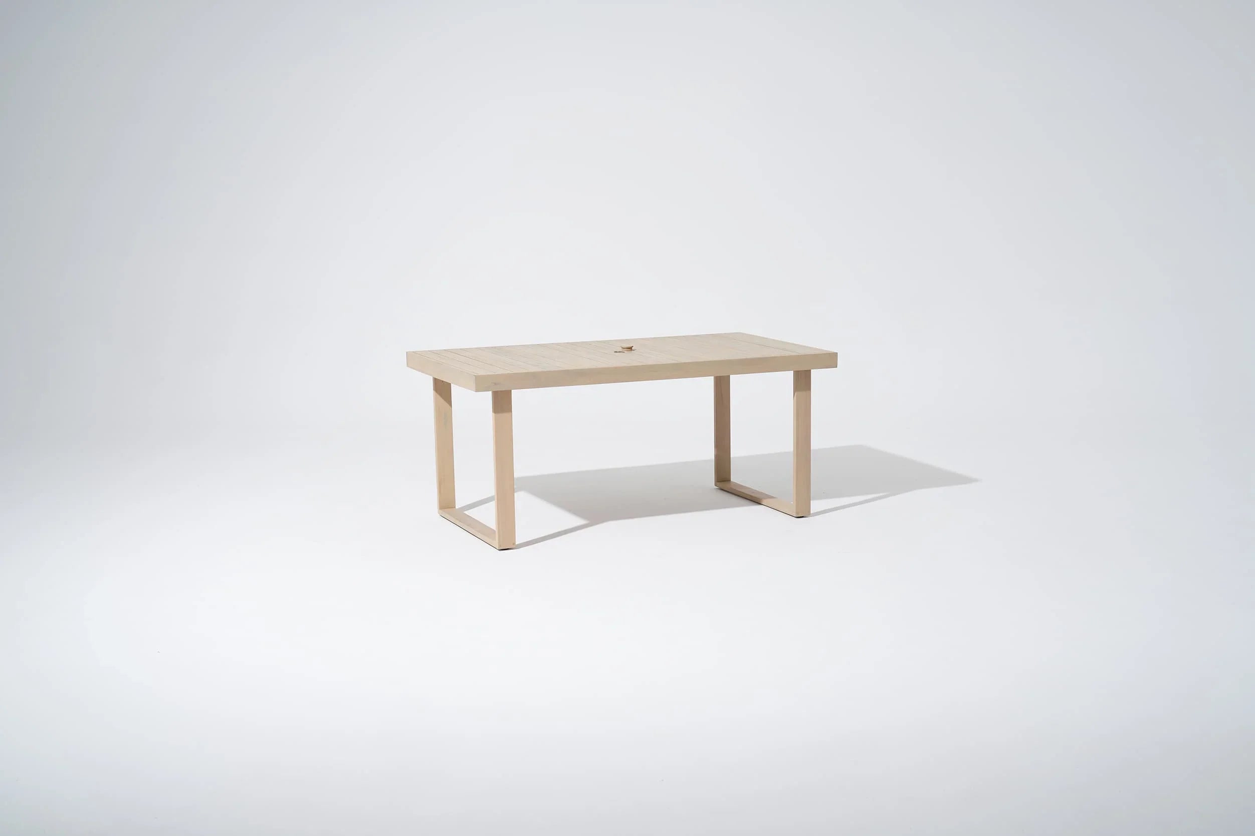 acacia wooden patio dining table with umbrella hole for 6 people