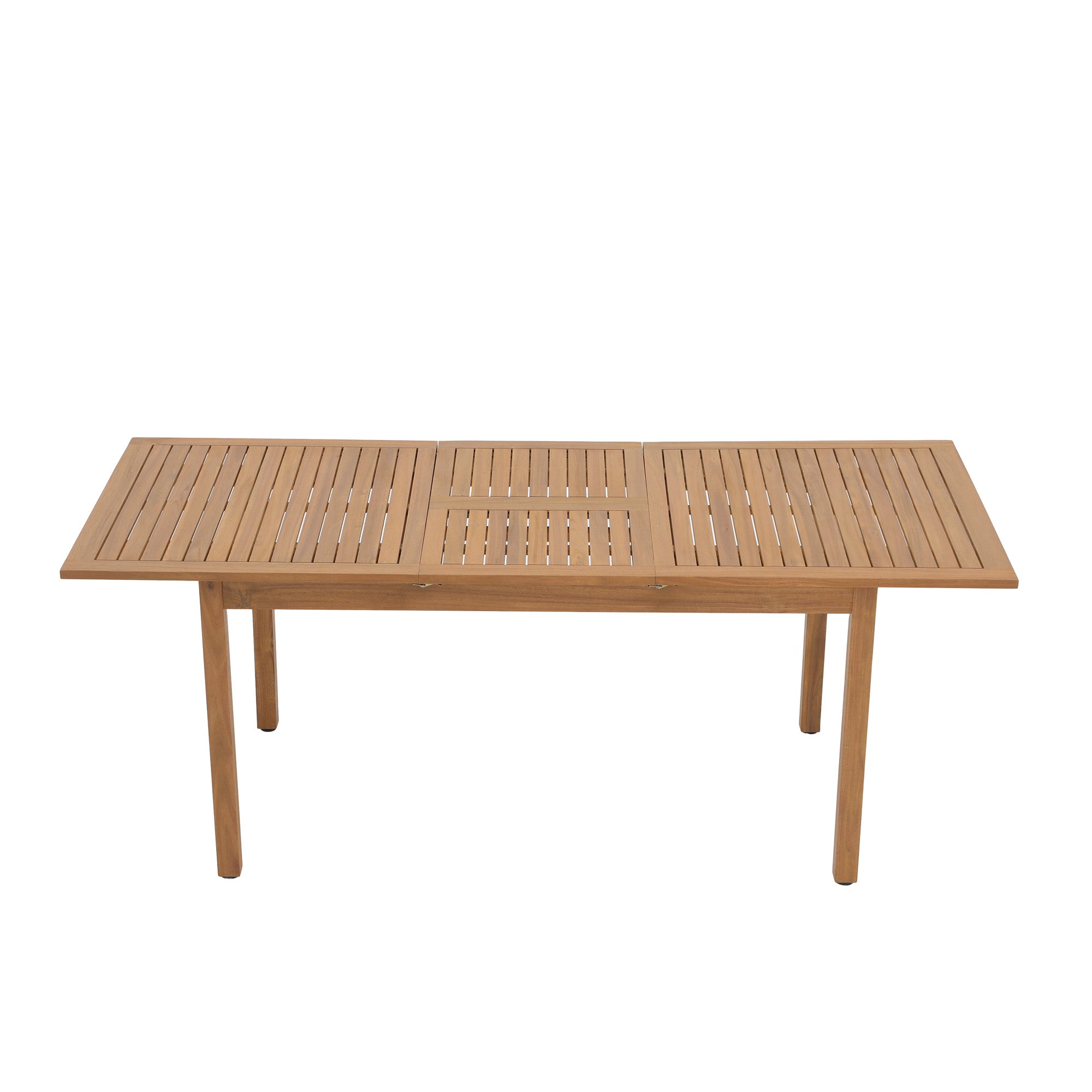 Menorca Wicker Patio Dining Set for 6, with Wood Extendable Table, 59'' to 79''