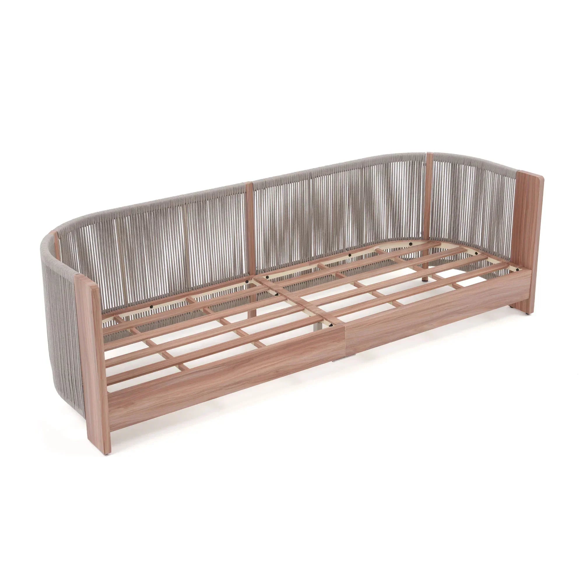 three-seater outdoor loveseat sofa frame detail, aluminum frame by Rope Design