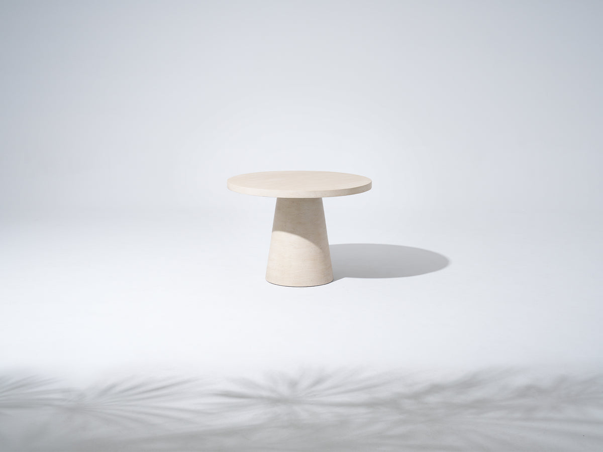 Matera Outdoor Concrete Dining Table, Textured Travertine finish & Smooth Pure White, 42"
