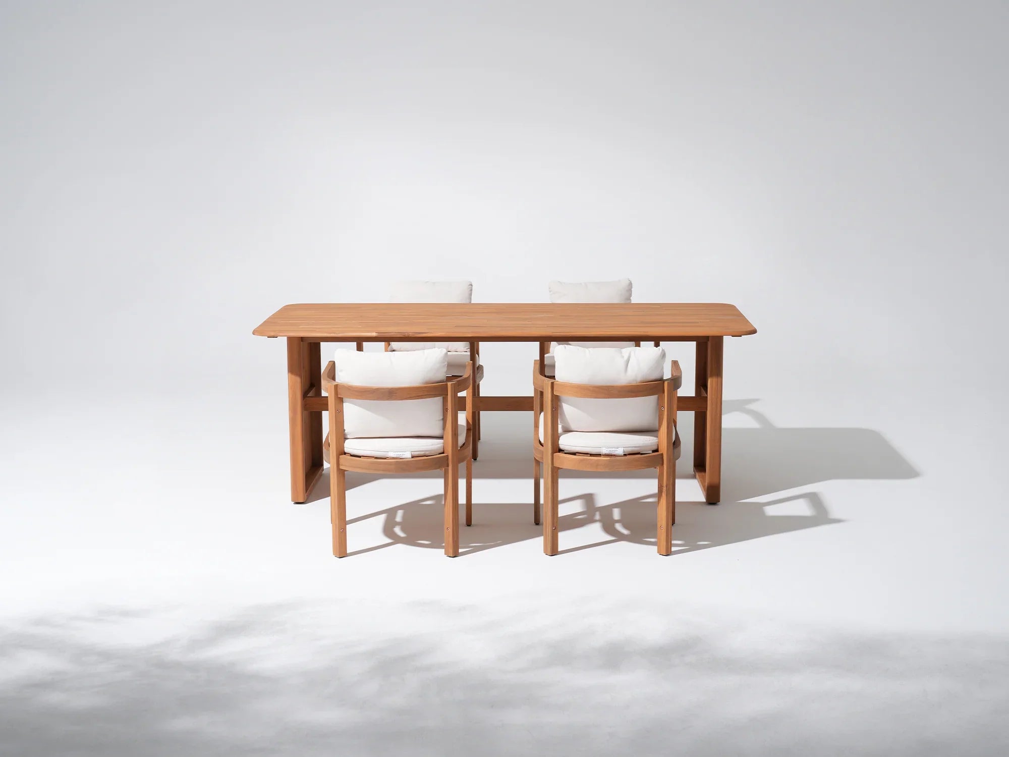 rectangular outdoor dining table and chairs for 4 people with acacia wooden frame cushions- Jardina Modern Premium Patio Outdoor Furniture#Size_4 Chairs + 1 Table