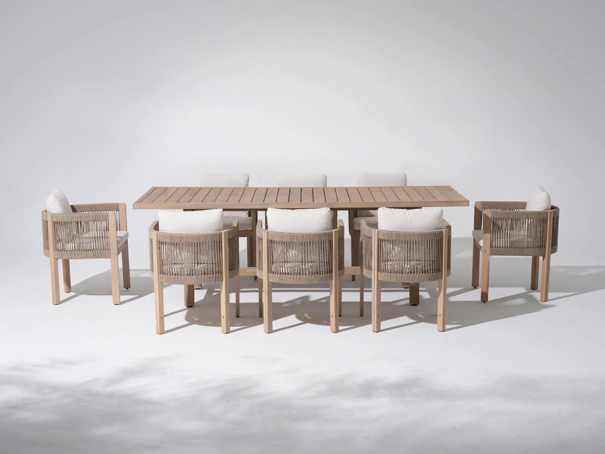 9pcs Outdoor dining set with a wooden table and chairs- Jardina Modern Premium Outdoor Patio Furniture Sets