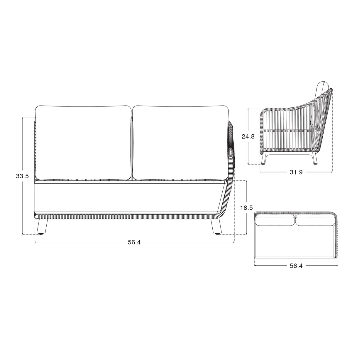 Plena Teak and Rope Modular L-Shaped Outdoor Sectional Sofa Set with Round Coffee Tables