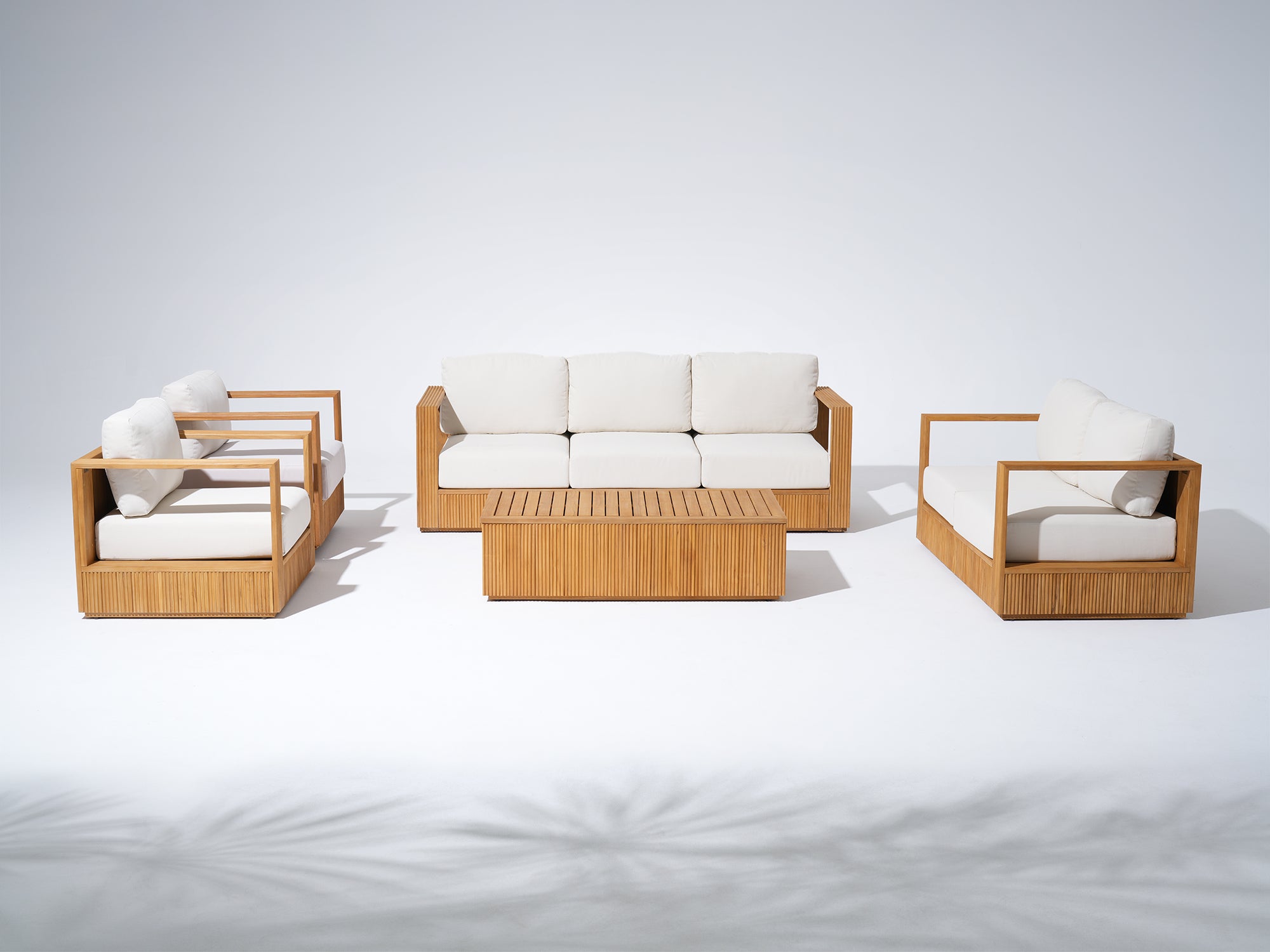 Sintra 7-Seater Teak Sofa Set, Solid Slatted Frame, FSC Teak & Olefin Cushion