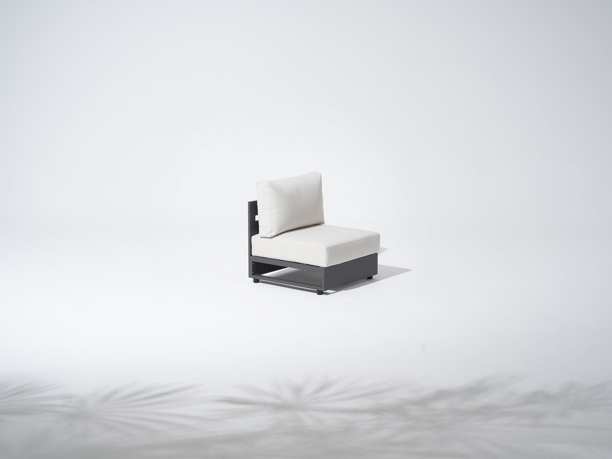 Addison Modern Aluminum Armless Chair with Cushions, Dark Grey