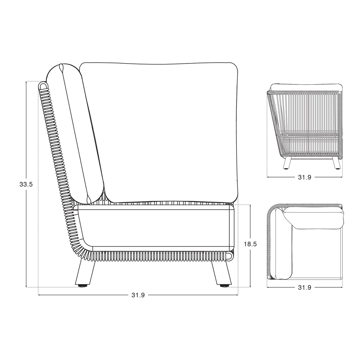 Plena Teak and Rope Modular L-Shaped Outdoor Sectional Sofa Set with Round Coffee Tables