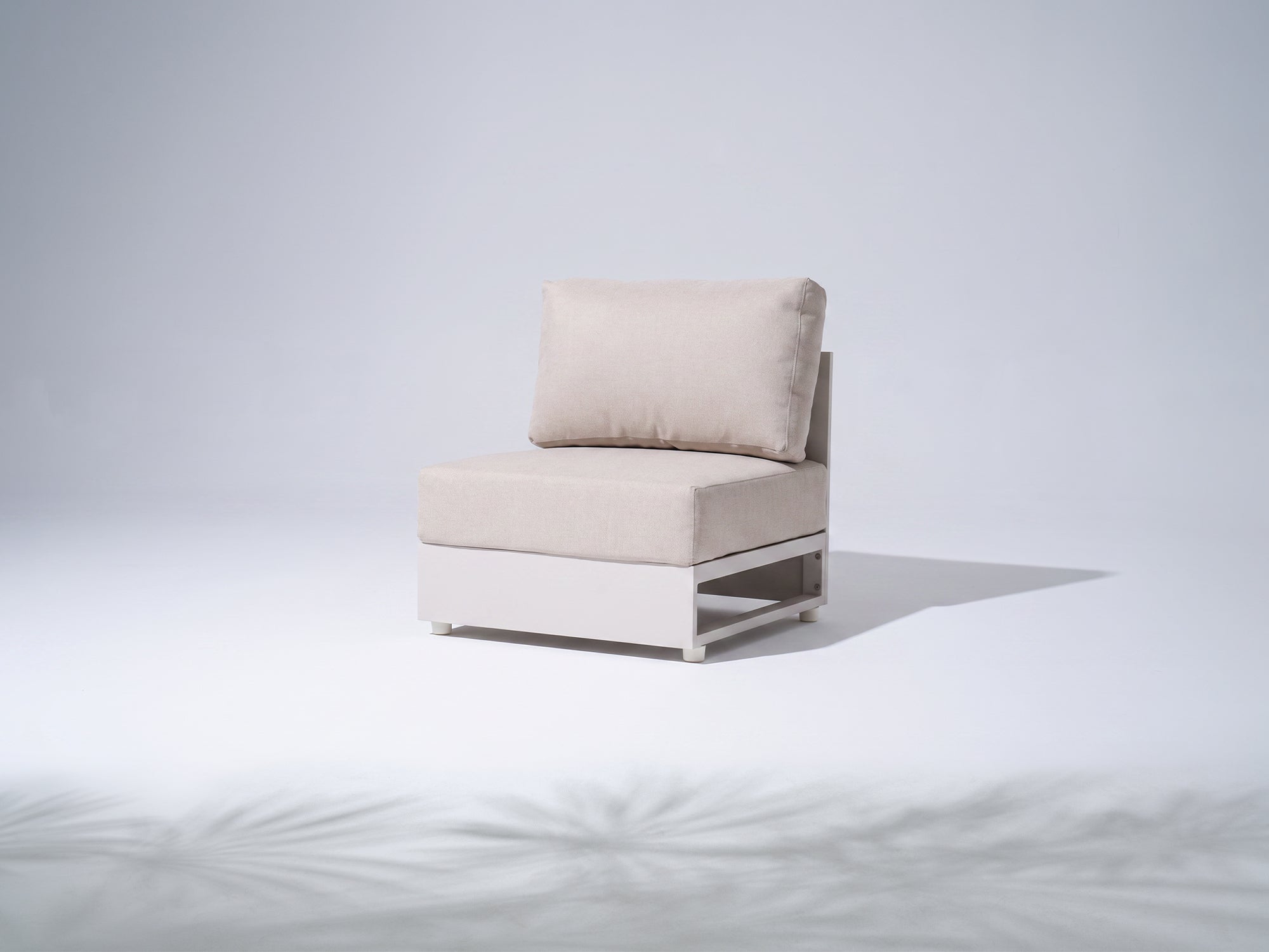 Addison Modern Aluminum Armless Chair with Cushions, Charcoa/Oyster White