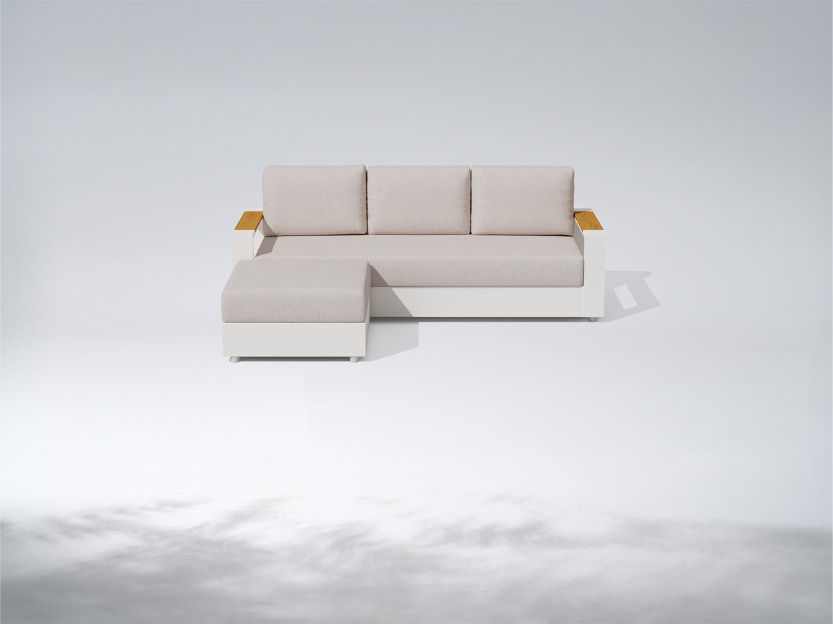Addison Aluminum Outdoor Modular Sectional Sofa, L‑Shaped & U‑Shaped Multiple Layouts, Oyster White